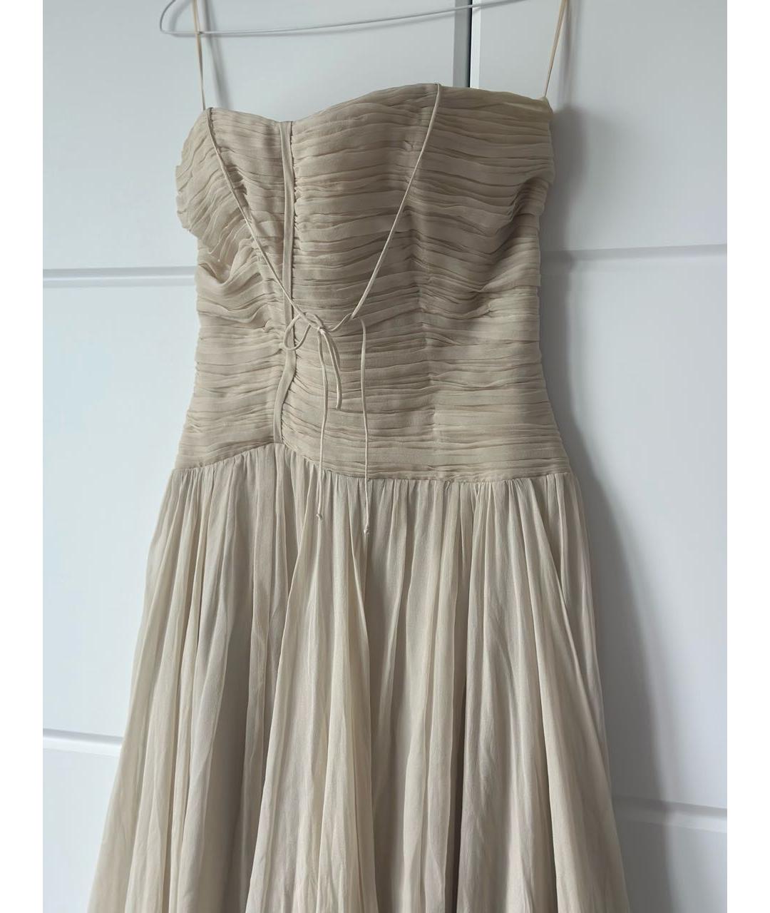 BLUMARINE Бежевое шелковое вечернее платье, фото 5