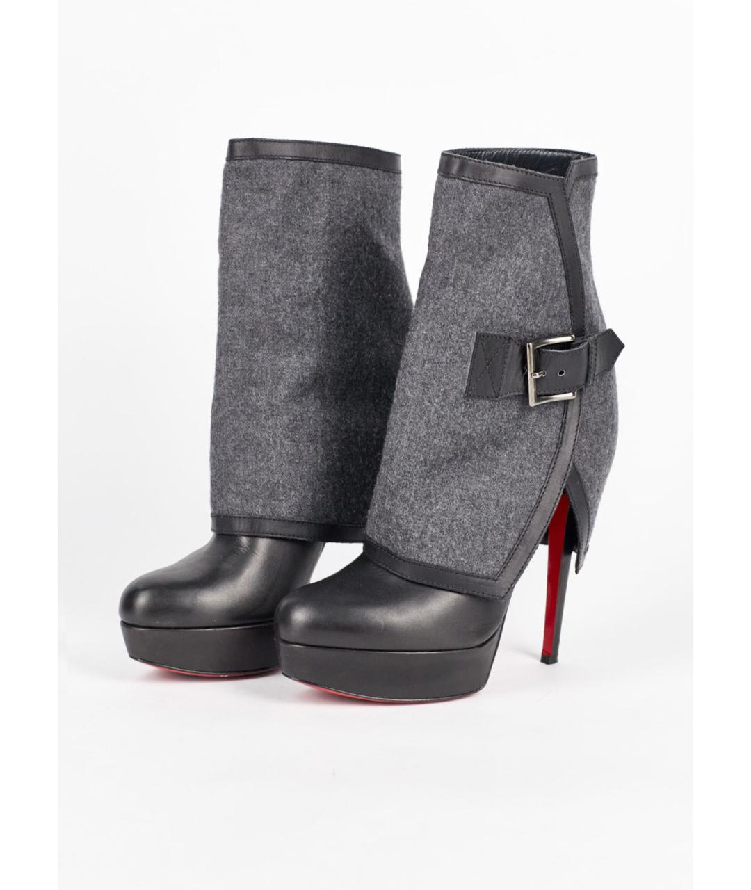 CHRISTIAN LOUBOUTIN Черные кожаные ботильоны, фото 3