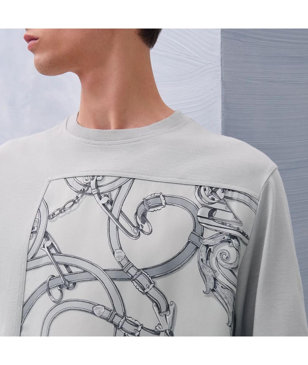 HERMES Серая хлопковая футболка, фото 3