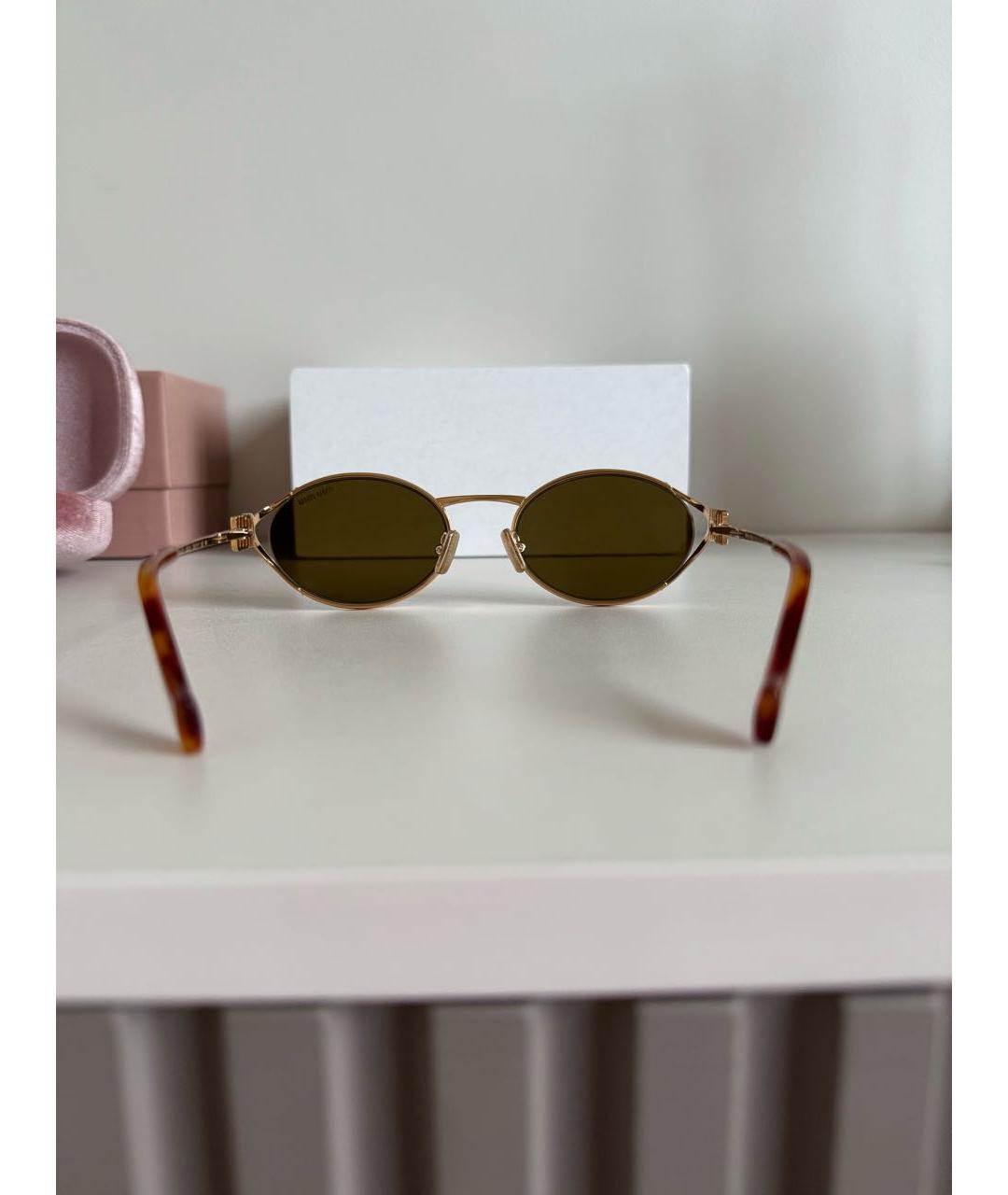 MIU MIU Золотые металлические солнцезащитные очки, фото 6