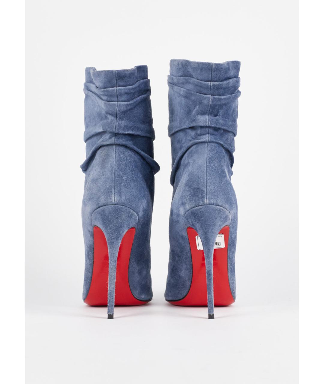 CHRISTIAN LOUBOUTIN Синие замшевые ботильоны, фото 4
