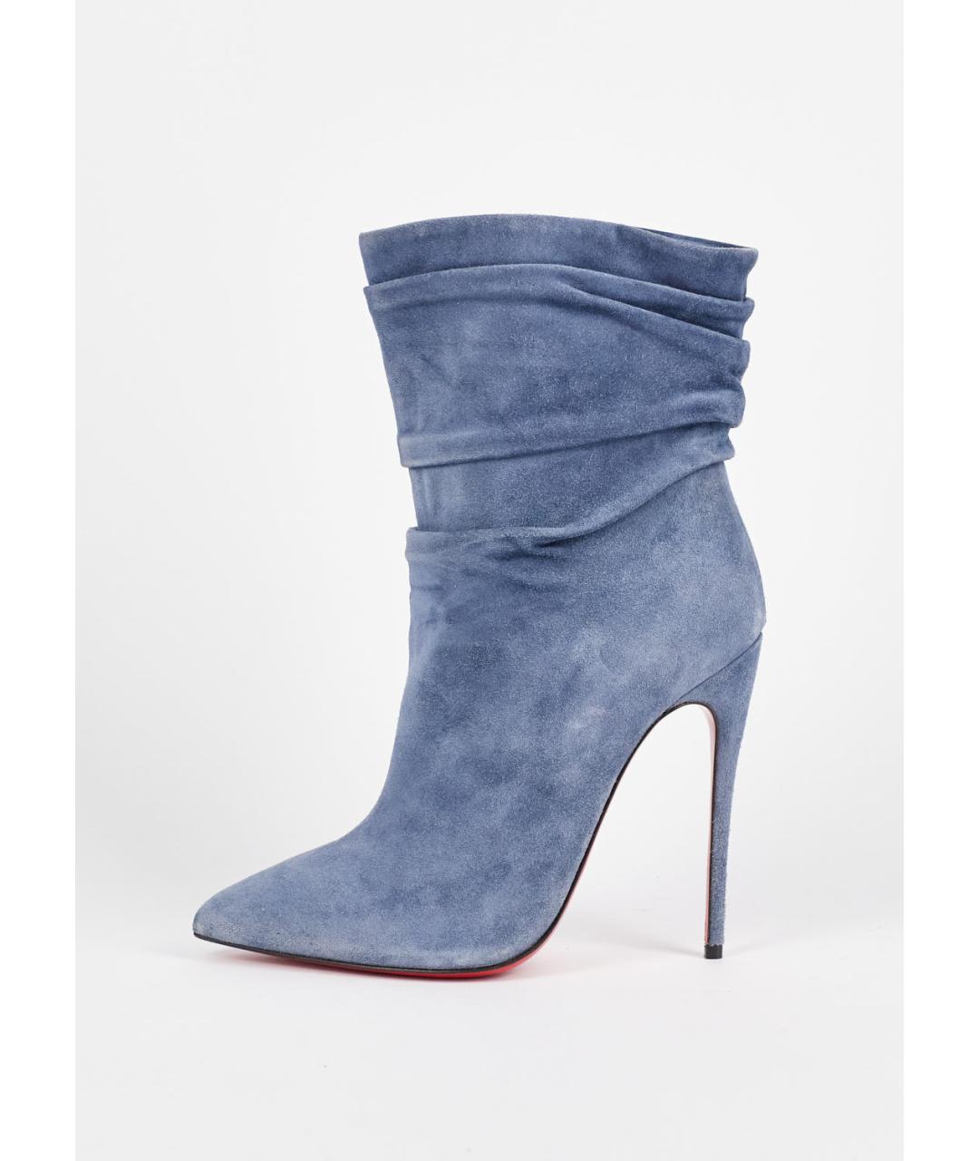 CHRISTIAN LOUBOUTIN Синие замшевые ботильоны, фото 6