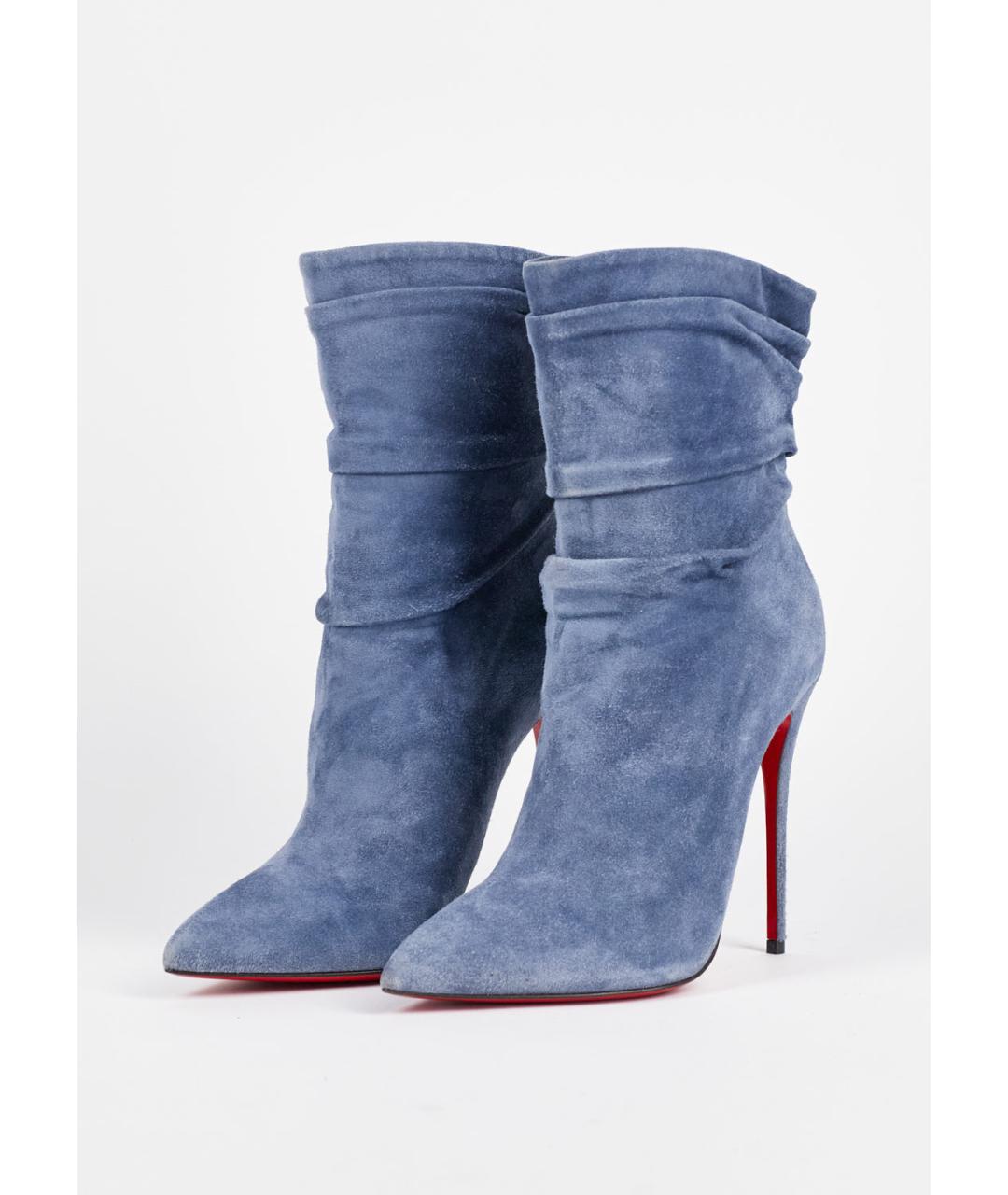 CHRISTIAN LOUBOUTIN Синие замшевые ботильоны, фото 3