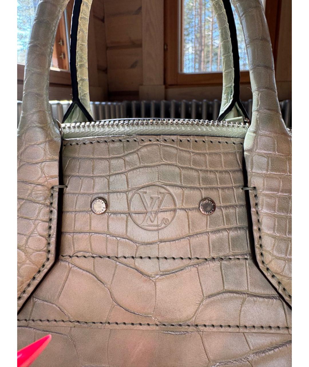LOUIS VUITTON Бирюзовая кожаная сумка с короткими ручками, фото 3