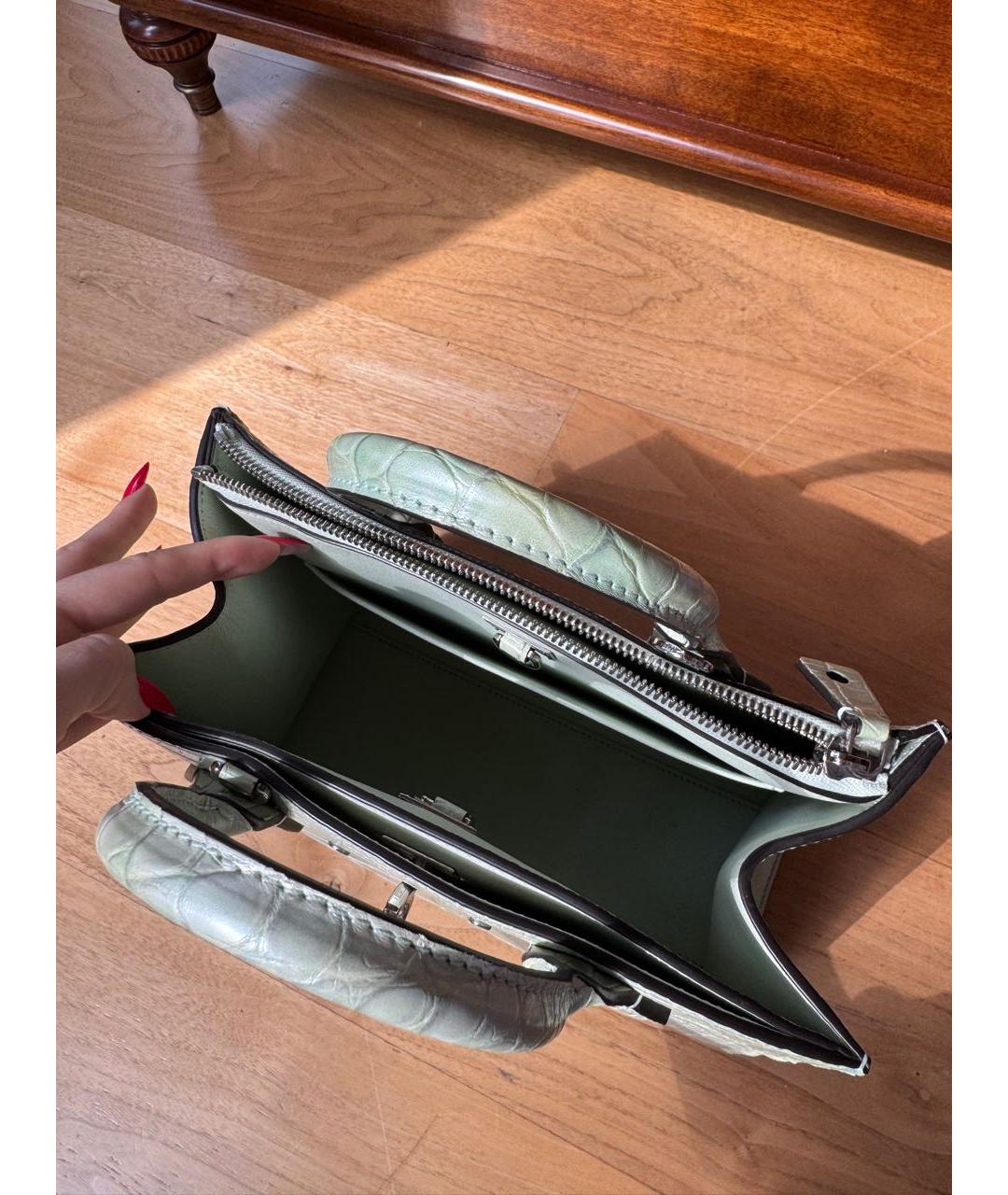 LOUIS VUITTON Бирюзовая кожаная сумка с короткими ручками, фото 7