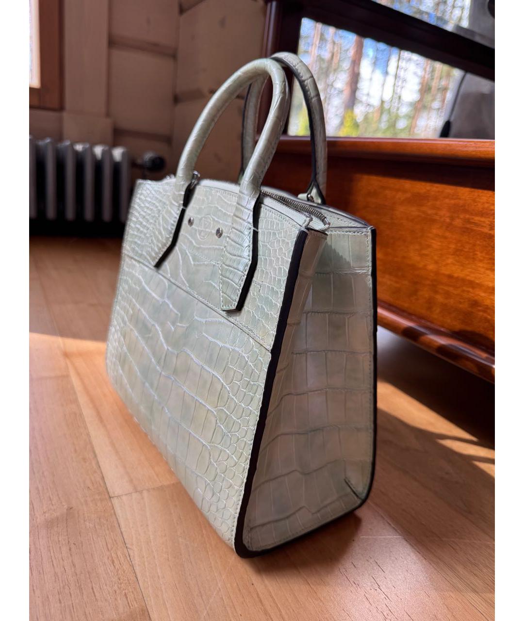 LOUIS VUITTON Бирюзовая кожаная сумка с короткими ручками, фото 5