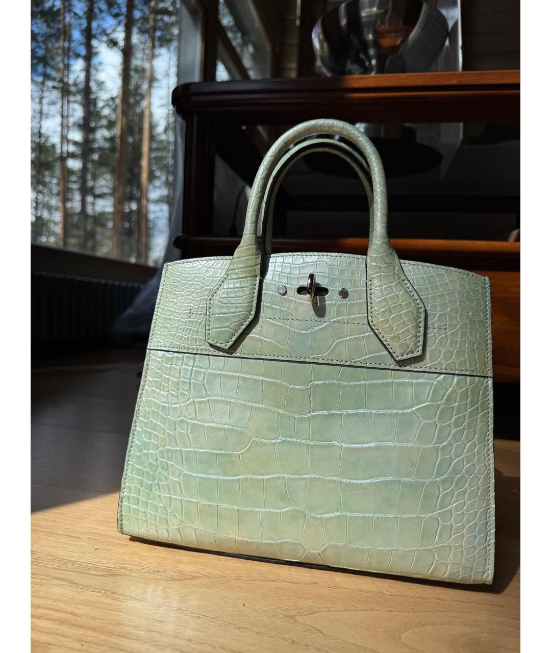 LOUIS VUITTON Бирюзовая кожаная сумка с короткими ручками, фото 8