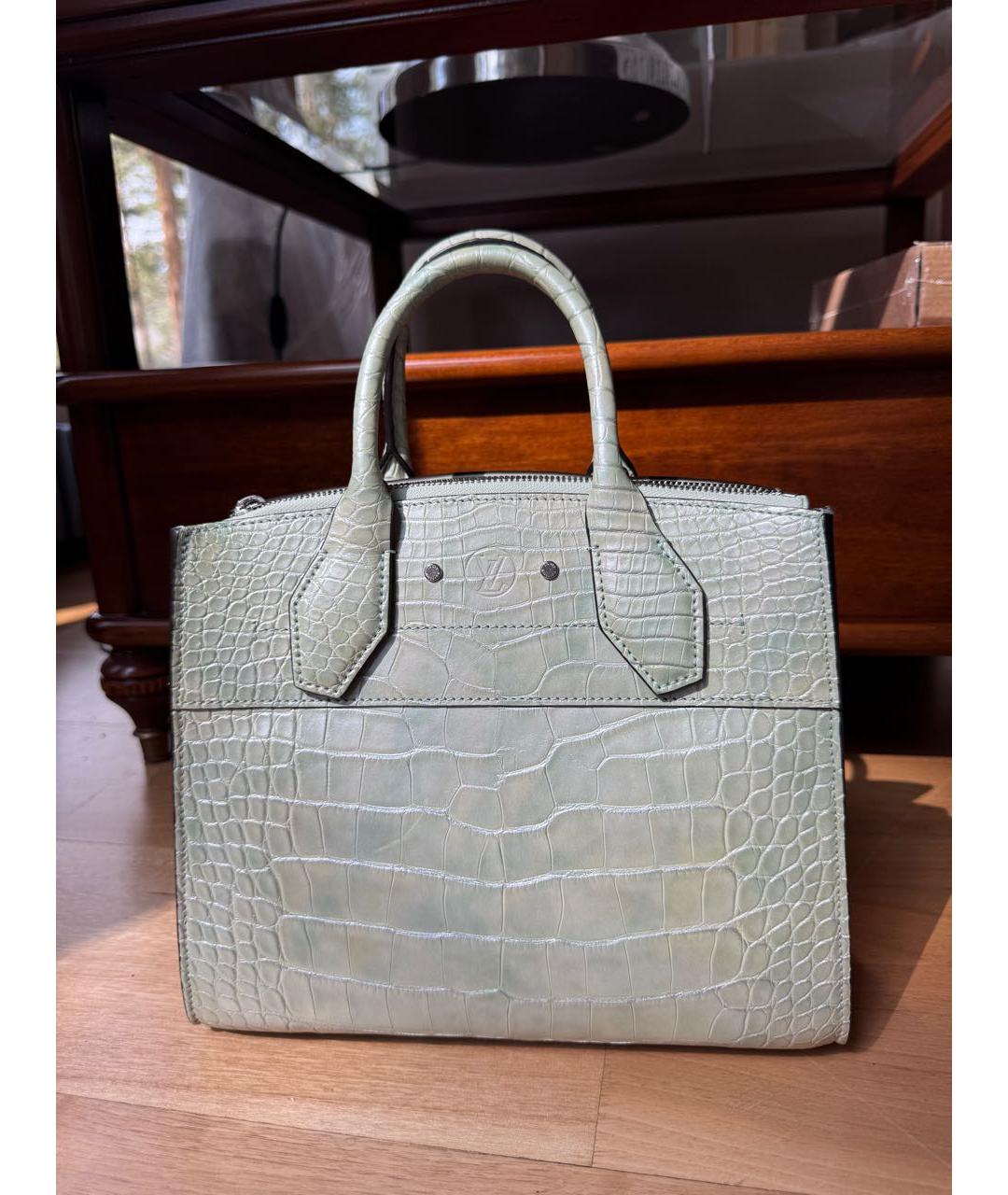 LOUIS VUITTON Бирюзовая кожаная сумка с короткими ручками, фото 2