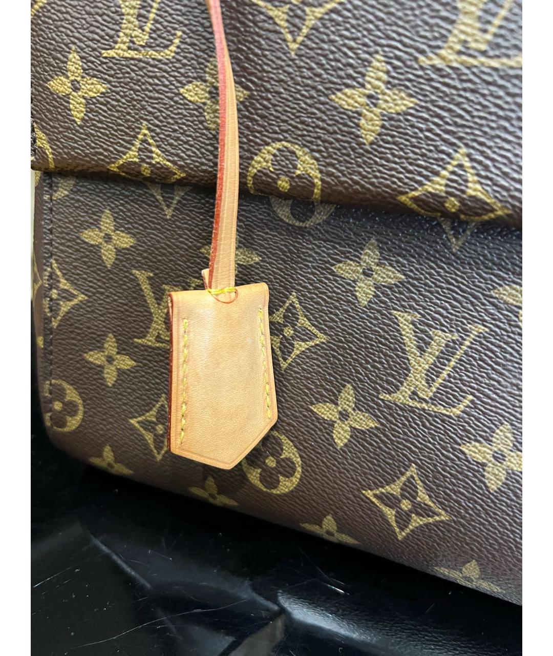 LOUIS VUITTON Коричневая кожаная сумка с короткими ручками, фото 6