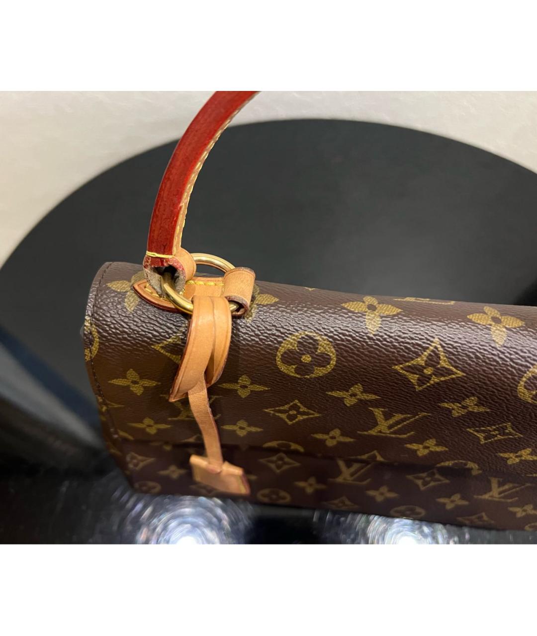LOUIS VUITTON Коричневая кожаная сумка с короткими ручками, фото 7