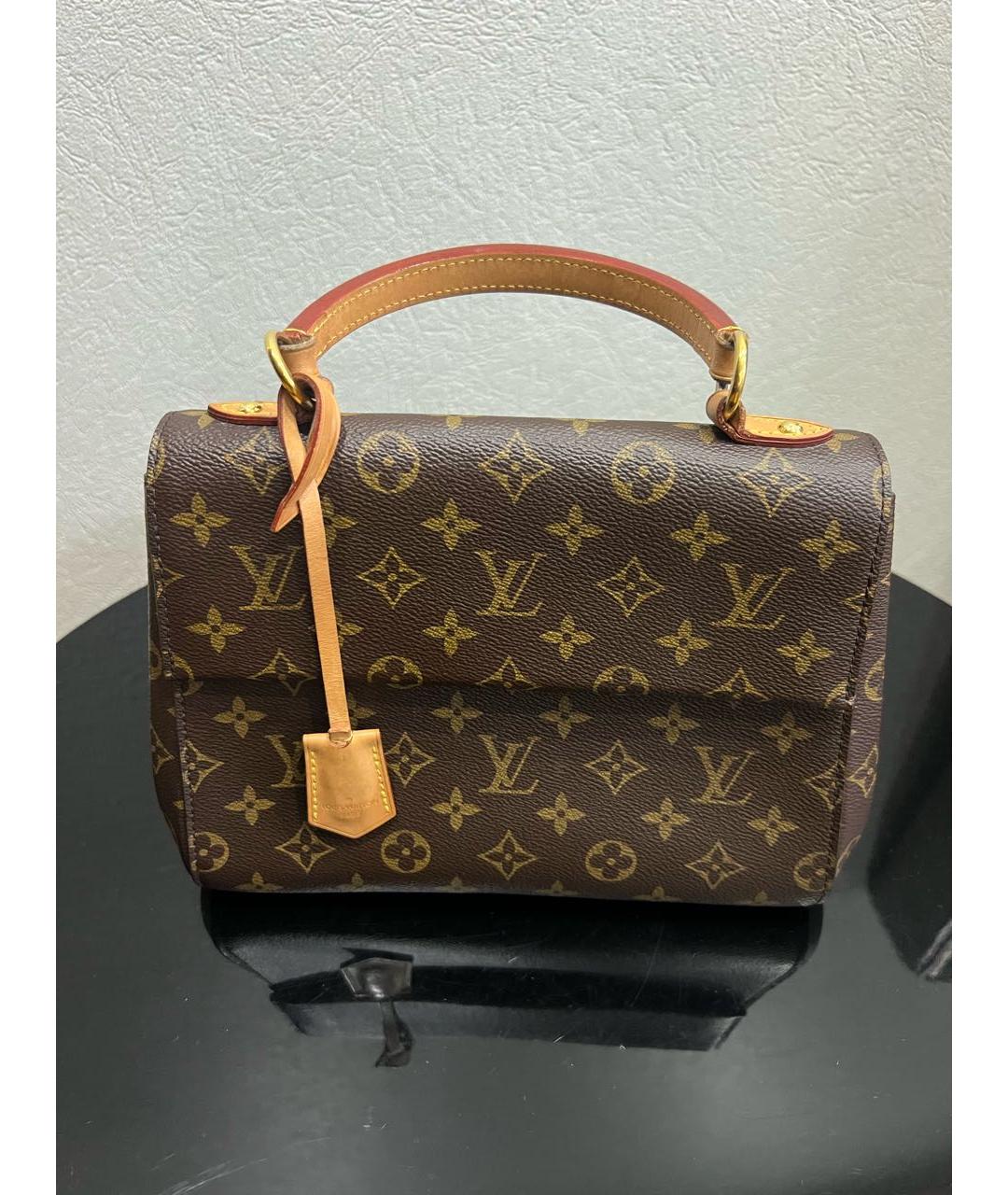 LOUIS VUITTON Коричневая кожаная сумка с короткими ручками, фото 3