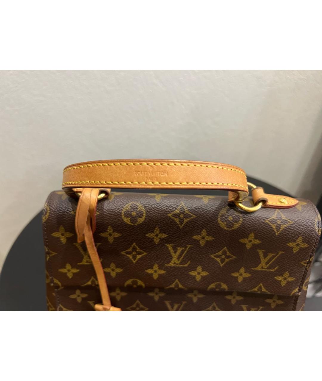 LOUIS VUITTON Коричневая кожаная сумка с короткими ручками, фото 8