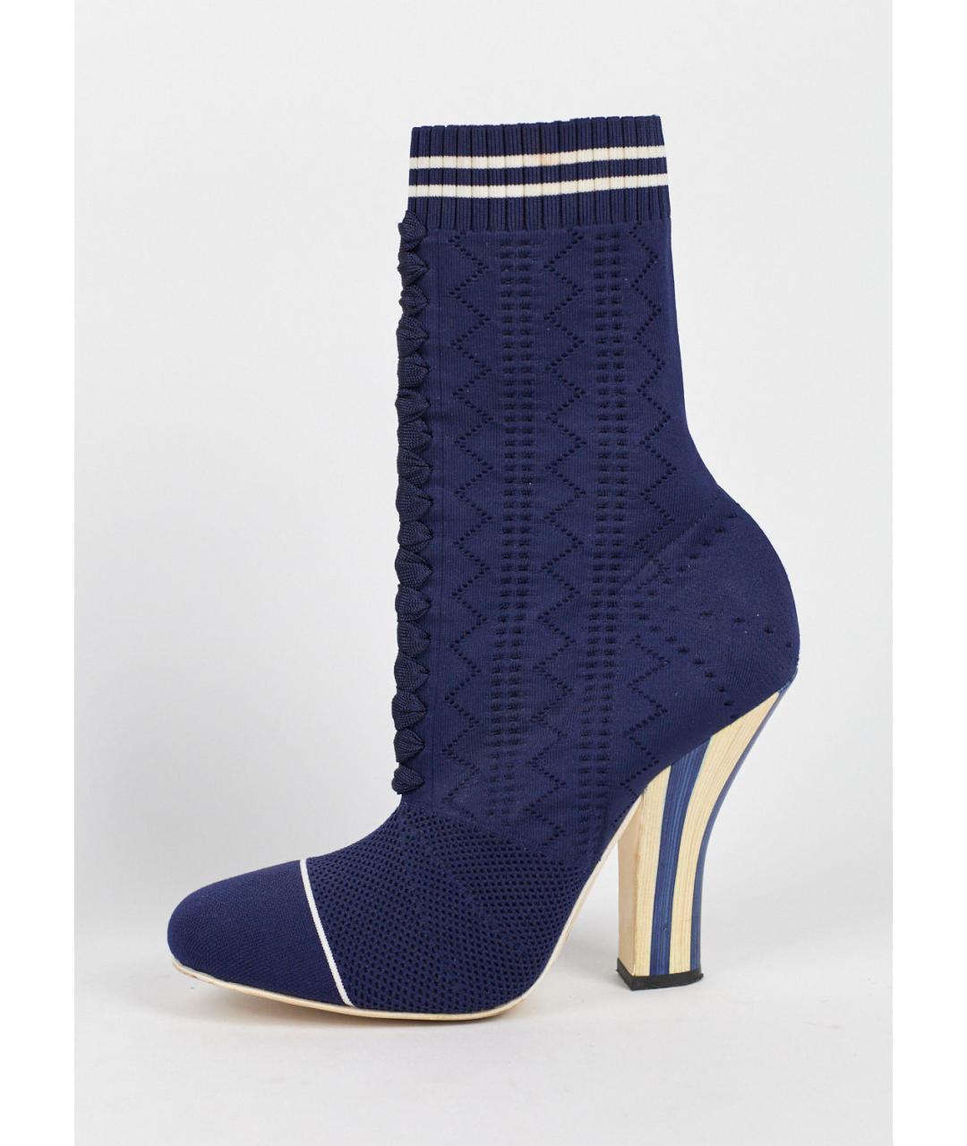 FENDI Синие текстильные ботильоны, фото 6