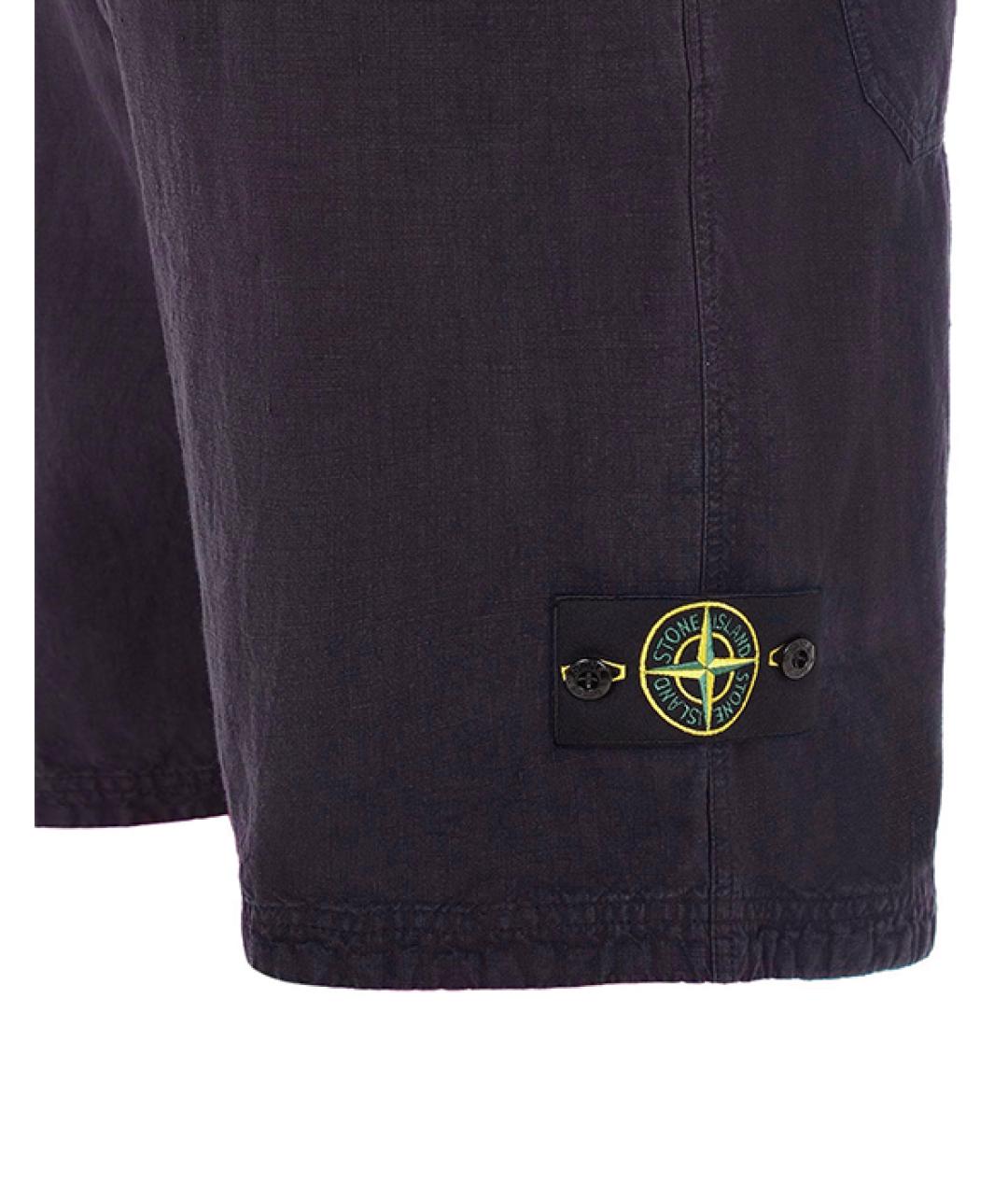 STONE ISLAND Фиолетовые льняные шорты, фото 3