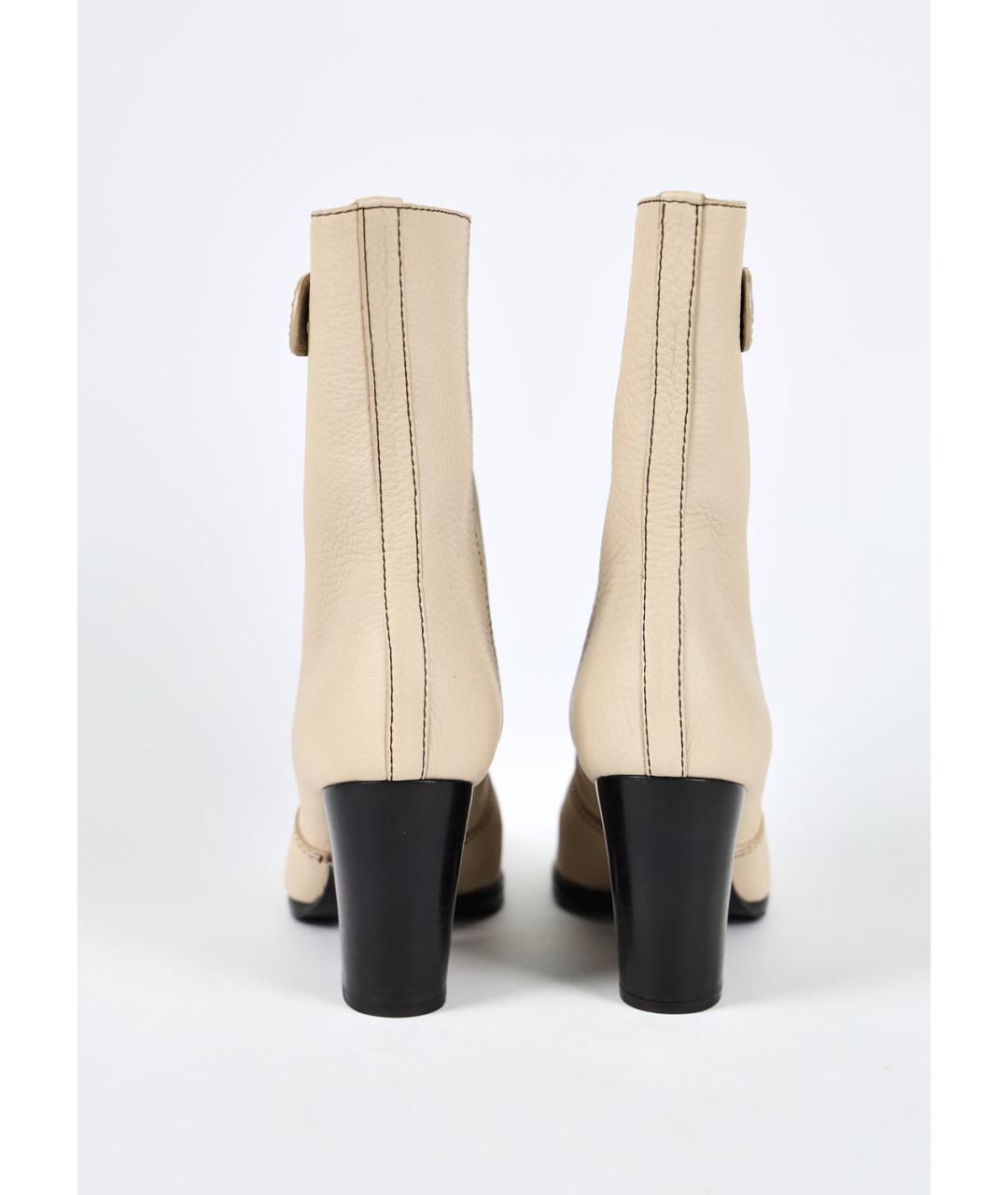 GIUSEPPE ZANOTTI DESIGN Бежевые кожаные ботильоны, фото 4