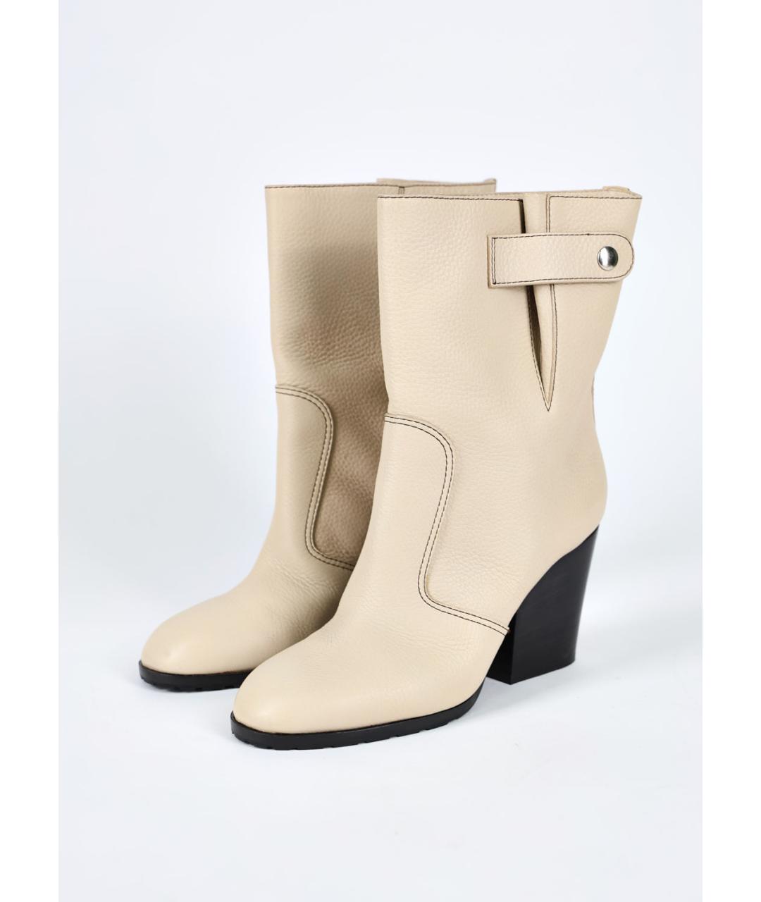 GIUSEPPE ZANOTTI DESIGN Бежевые кожаные ботильоны, фото 3