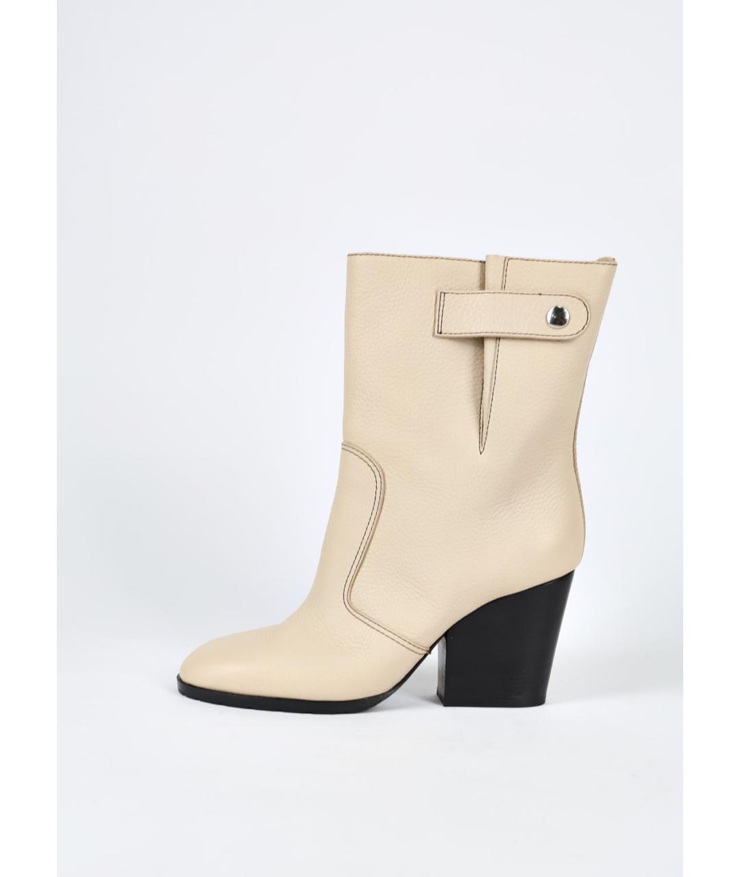 GIUSEPPE ZANOTTI DESIGN Бежевые кожаные ботильоны, фото 6