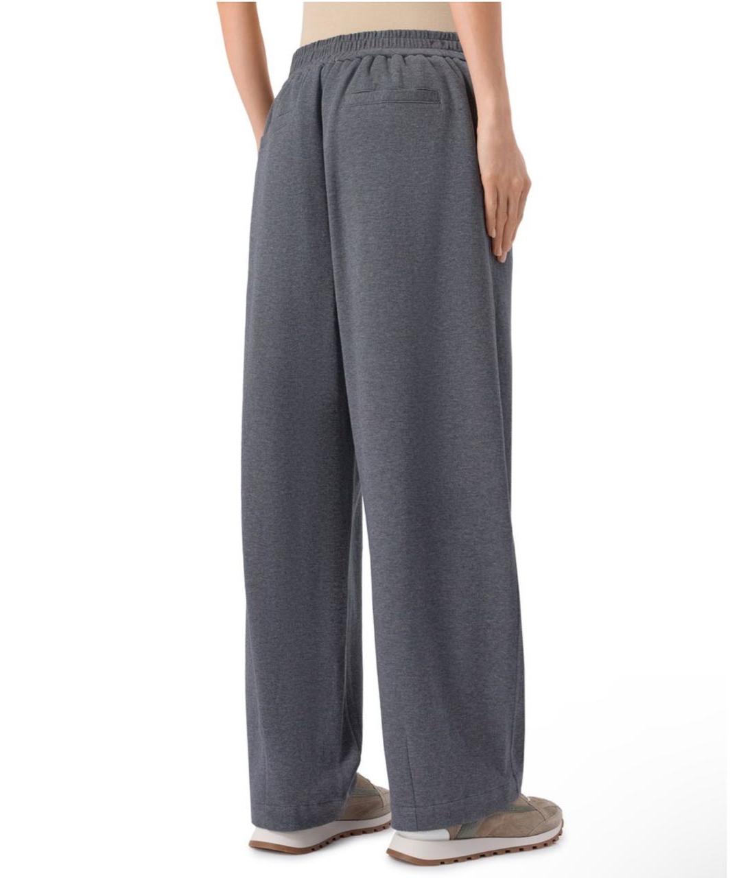 BRUNELLO CUCINELLI Антрацитовые хлопковые спортивные брюки и шорты, фото 4