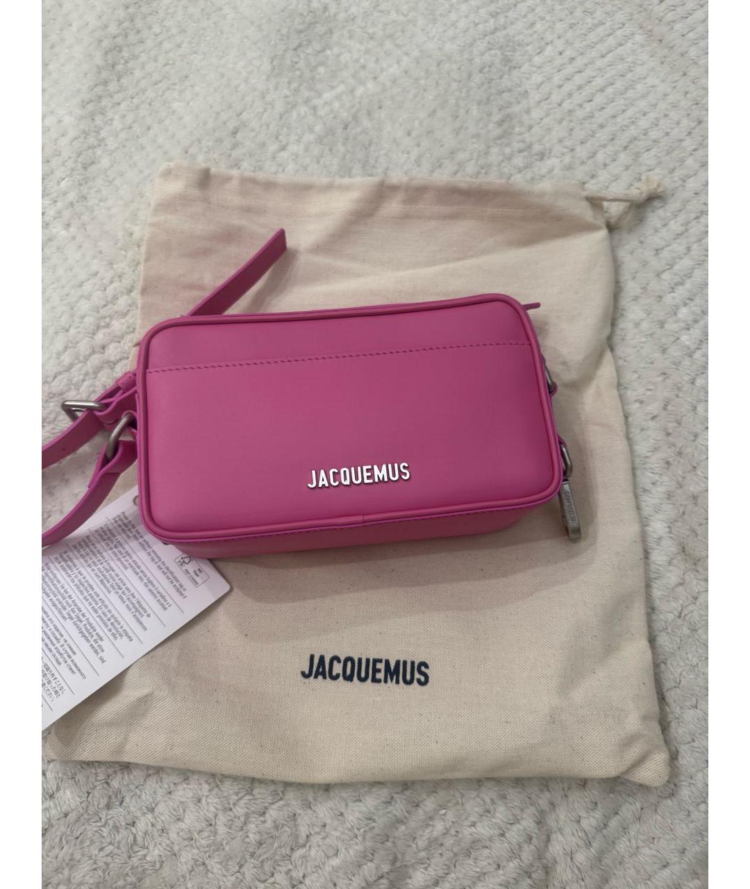 JACQUEMUS Розовая кожаная поясная сумка, фото 8