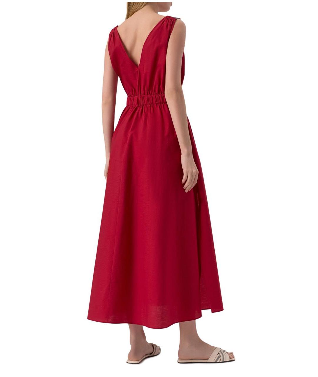 BRUNELLO CUCINELLI Красное хлопковое коктейльное платье, фото 8