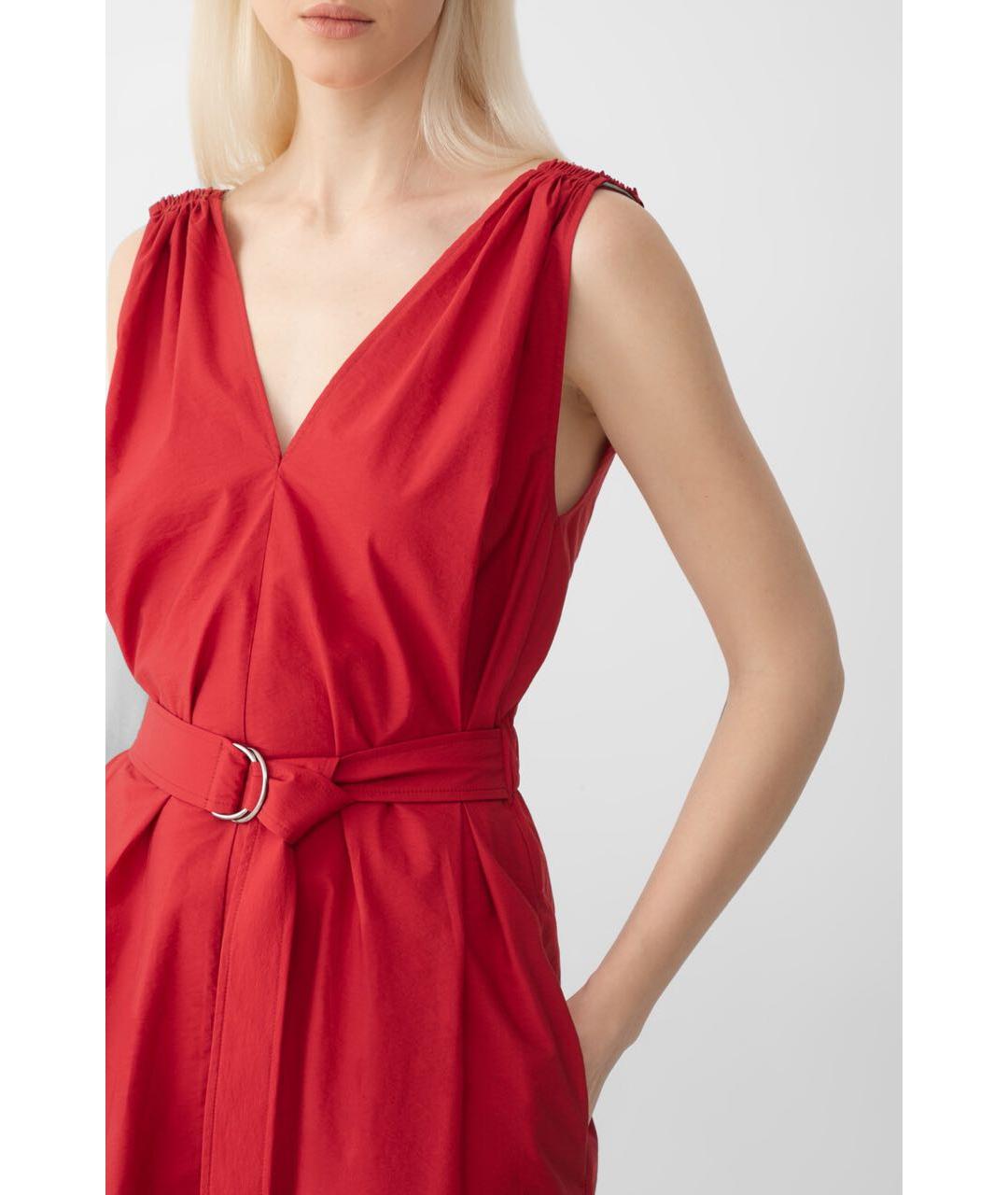 BRUNELLO CUCINELLI Красное хлопковое коктейльное платье, фото 4