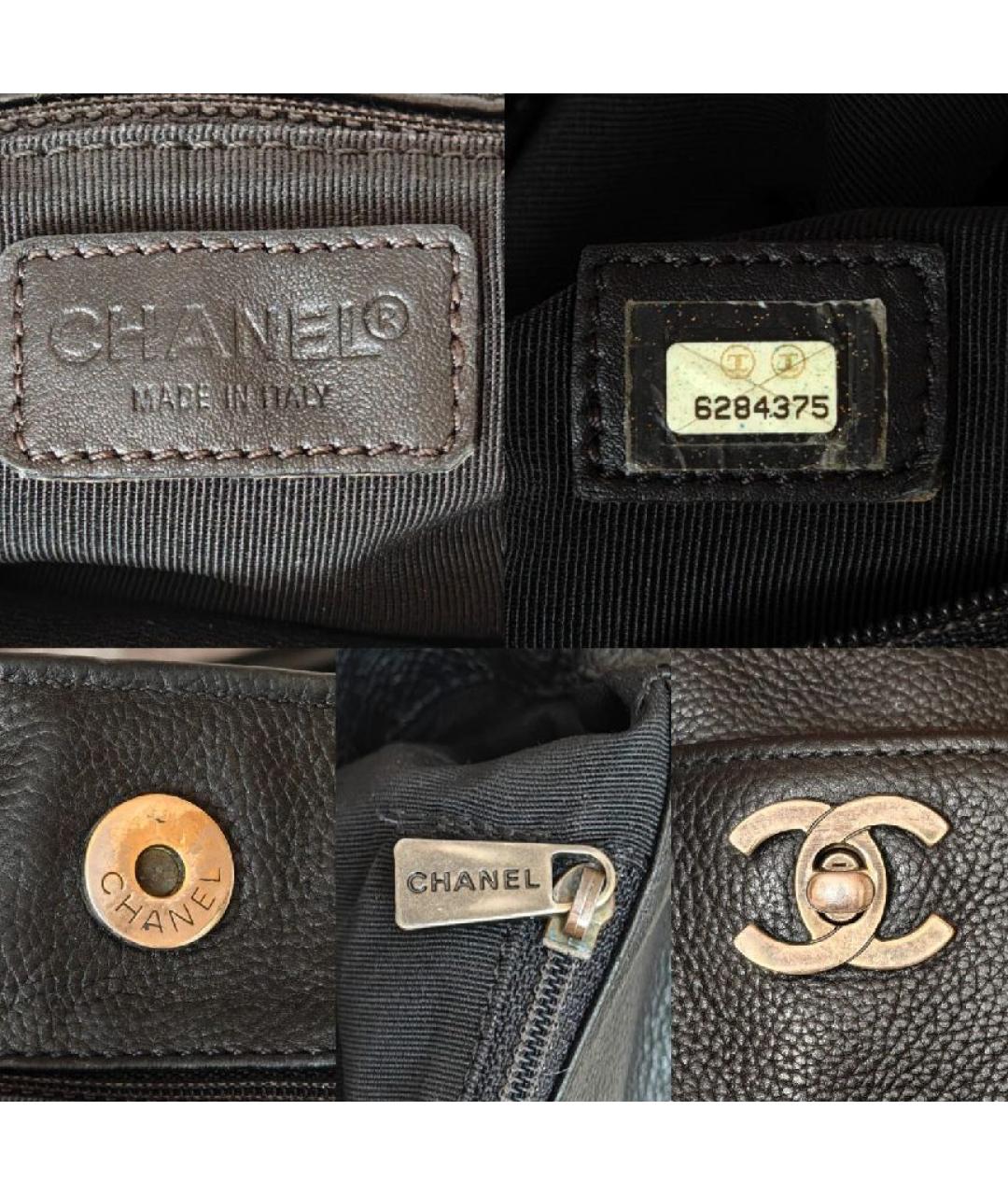 CHANEL Черная кожаная сумка тоут, фото 5