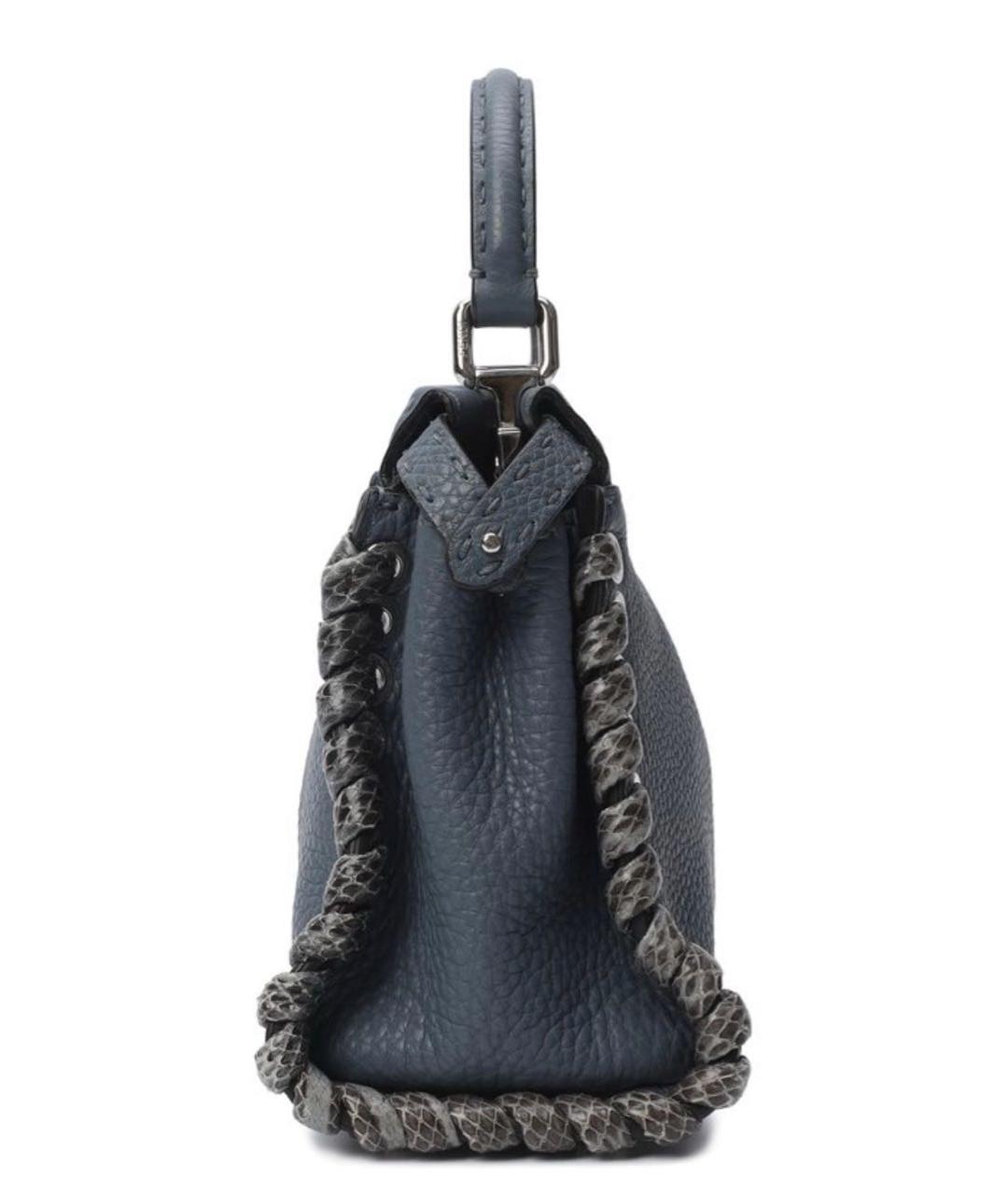 FENDI Синяя кожаная сумка тоут, фото 3