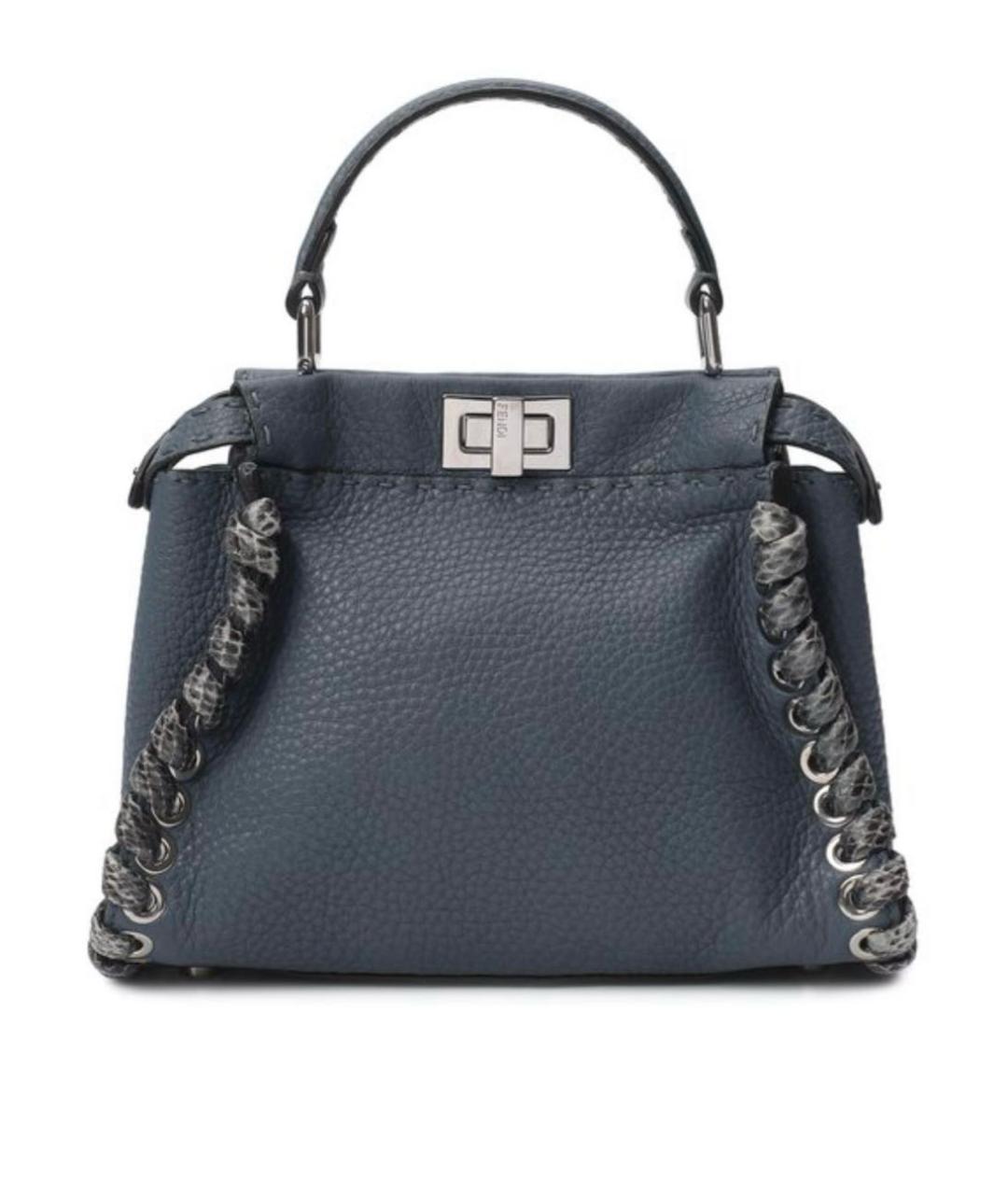 FENDI Синяя кожаная сумка тоут, фото 1