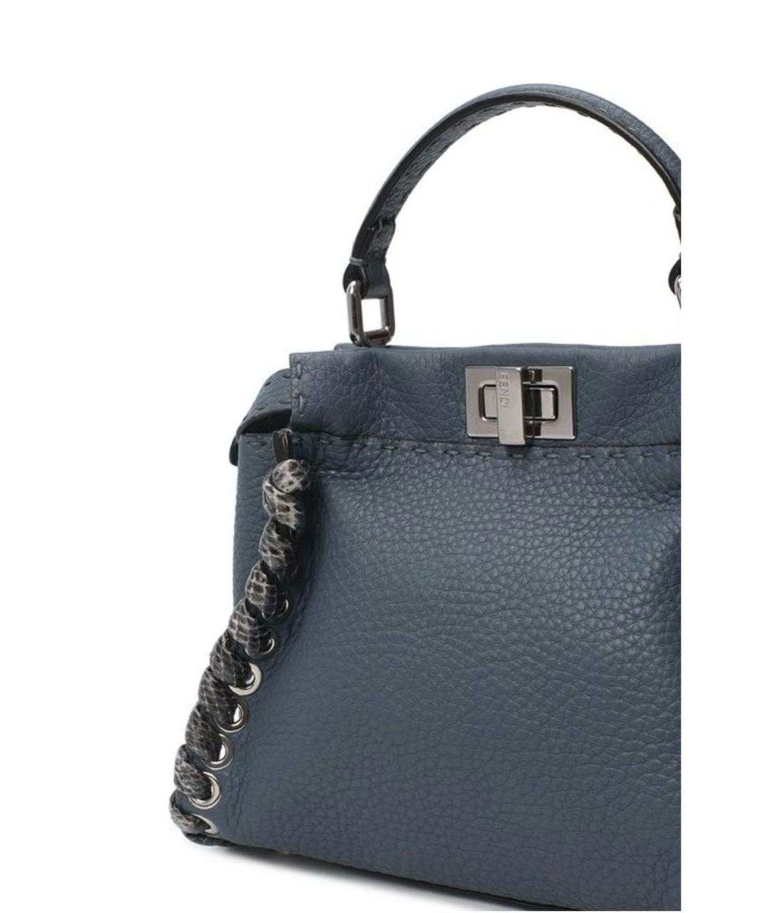 FENDI Синяя кожаная сумка тоут, фото 2