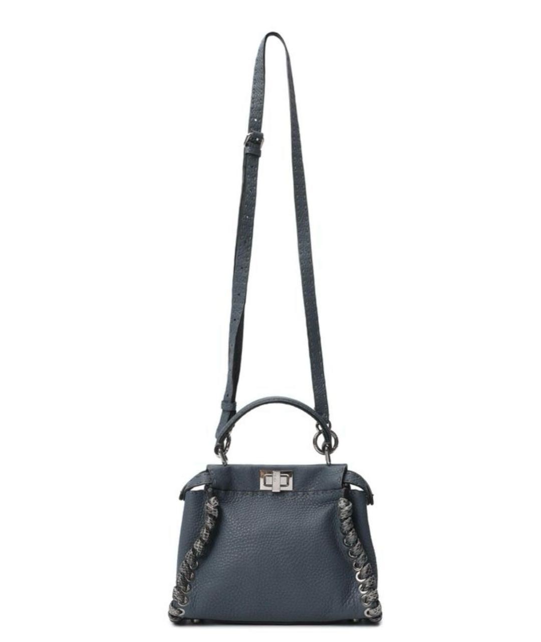 FENDI Синяя кожаная сумка тоут, фото 4