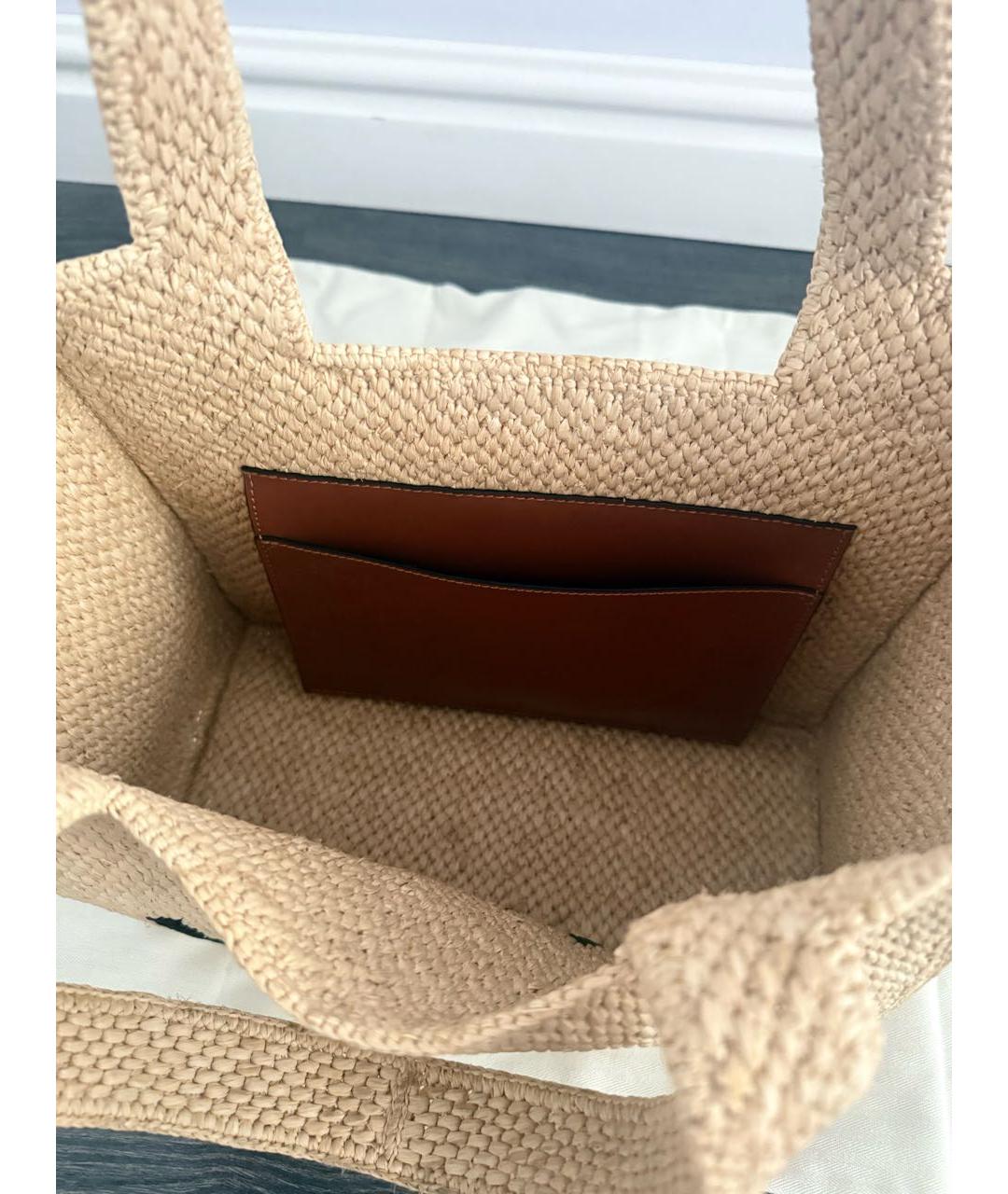 LOEWE Бежевая пелетеная пляжная сумка, фото 5