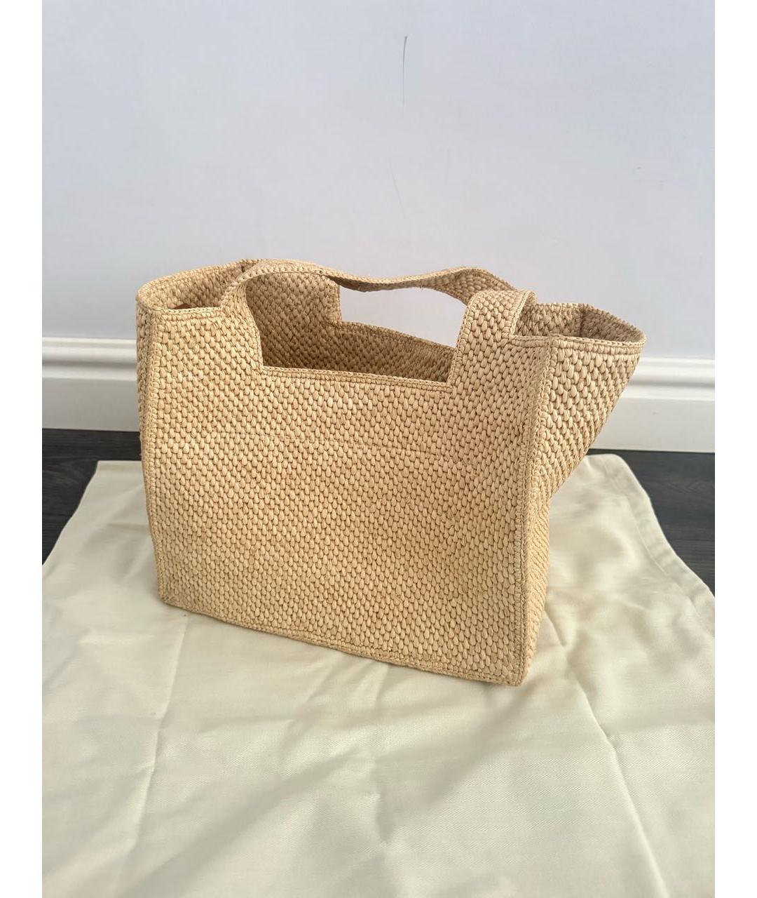 LOEWE Бежевая пелетеная пляжная сумка, фото 4