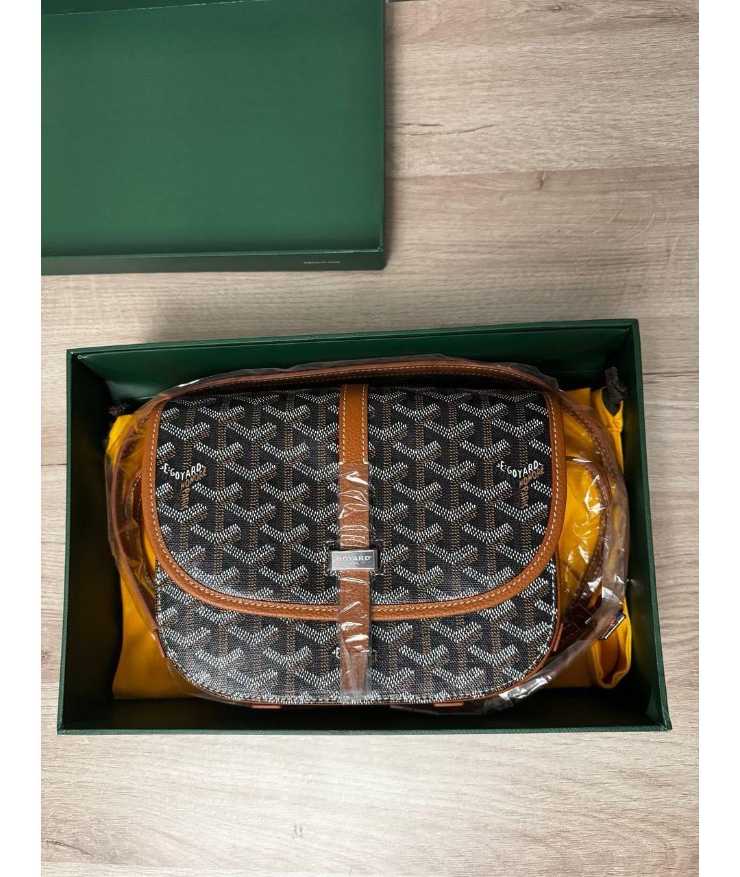 GOYARD Коричневая кожаная сумка на плечо, фото 3