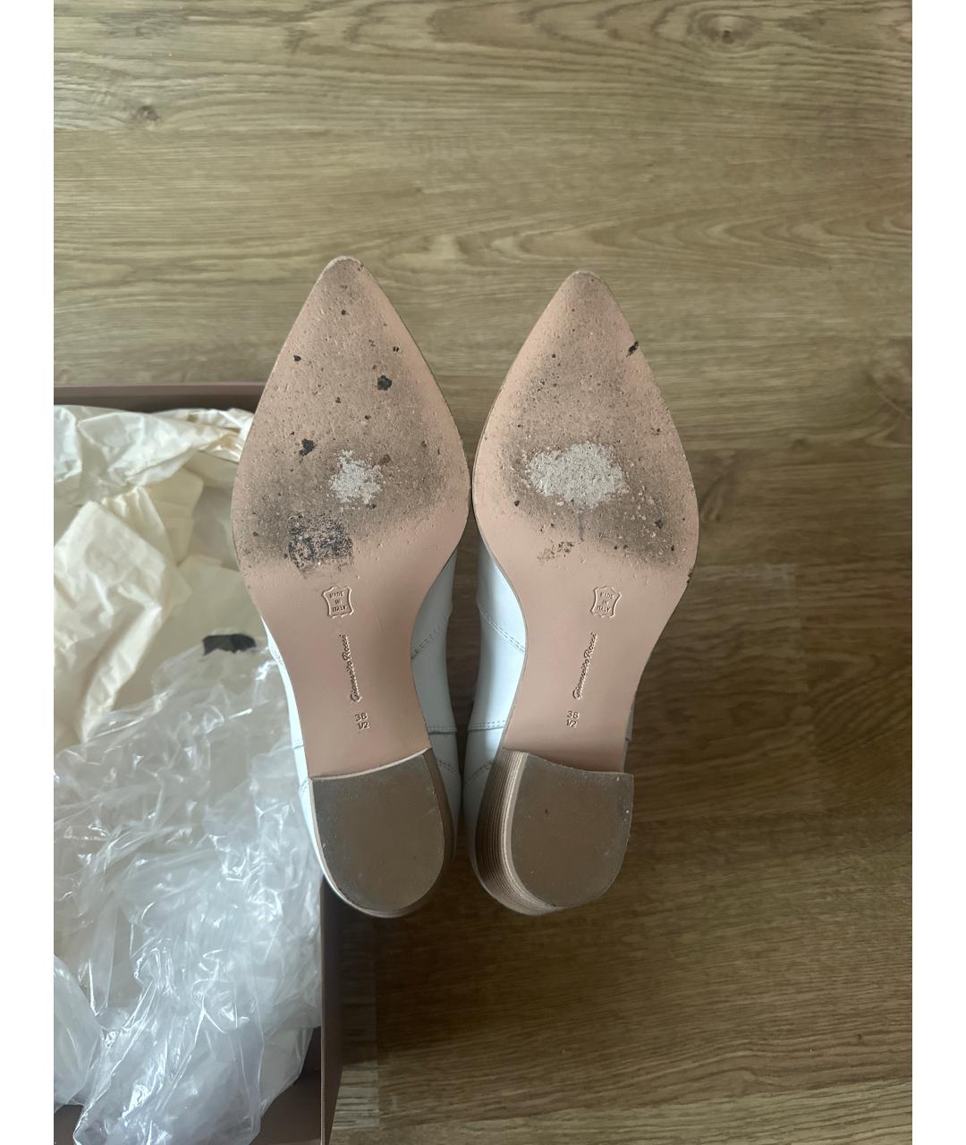 GIANVITO ROSSI Белые кожаные ботильоны, фото 5