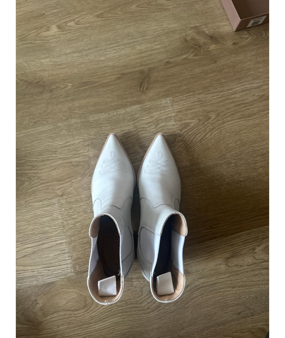 GIANVITO ROSSI Белые кожаные ботильоны, фото 3