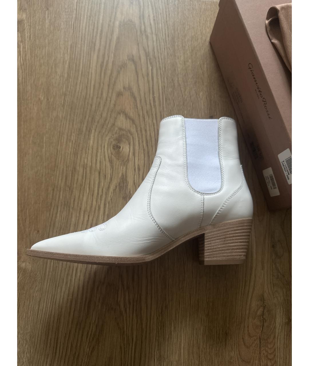 GIANVITO ROSSI Белые кожаные ботильоны, фото 6