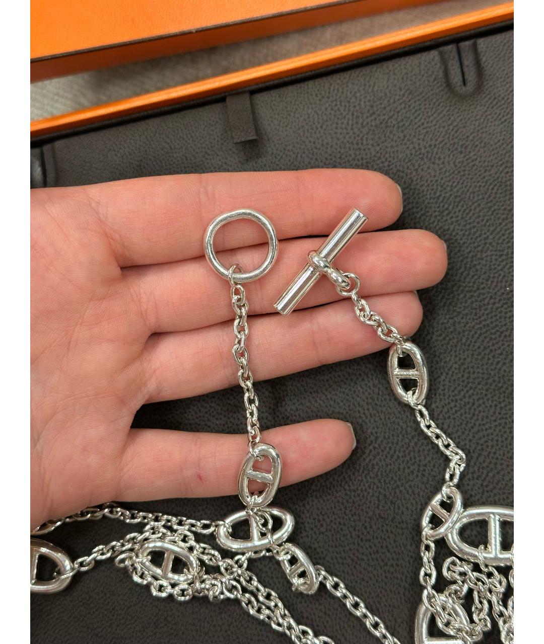 HERMES Серебряное серебряное колье, фото 6