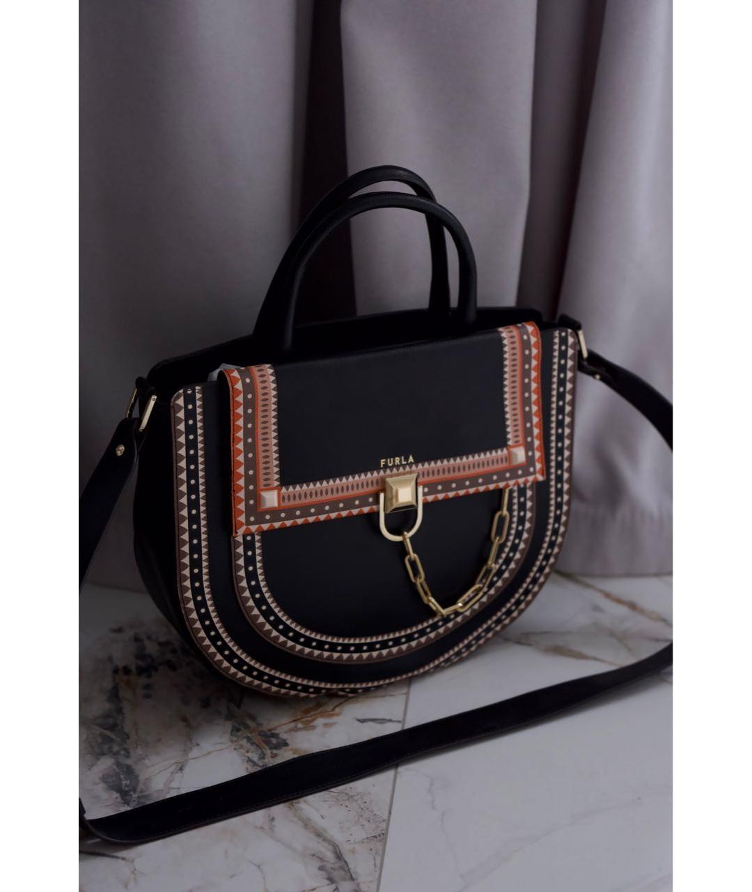FURLA Черная кожаная сумка с короткими ручками, фото 2