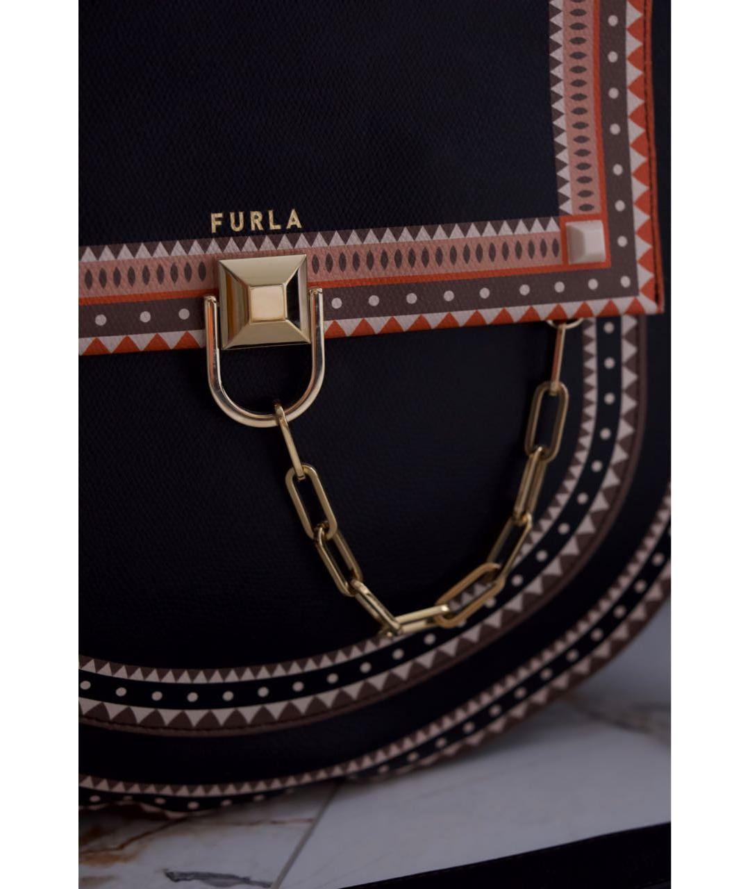 FURLA Черная кожаная сумка с короткими ручками, фото 7