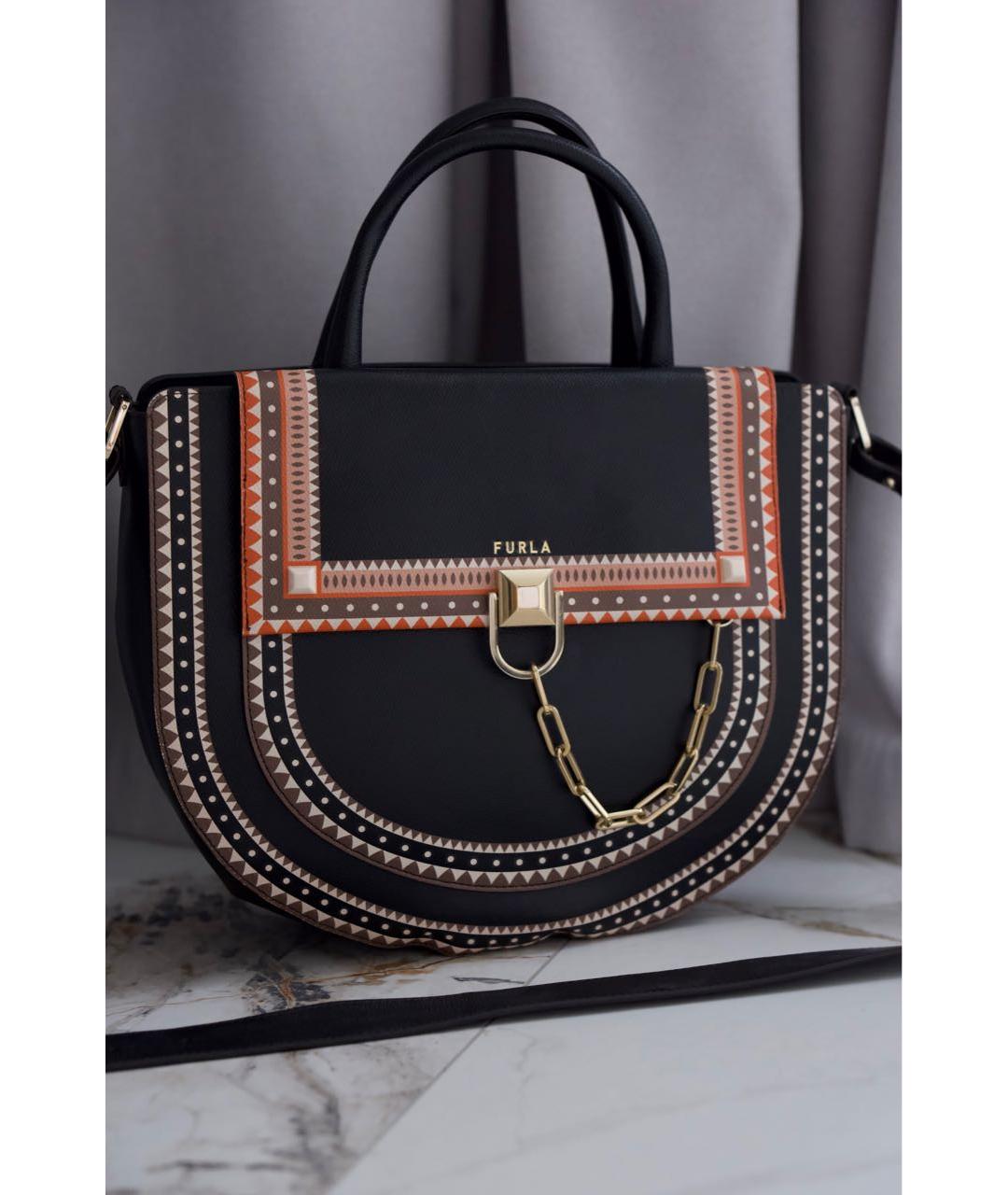 FURLA Черная кожаная сумка с короткими ручками, фото 9