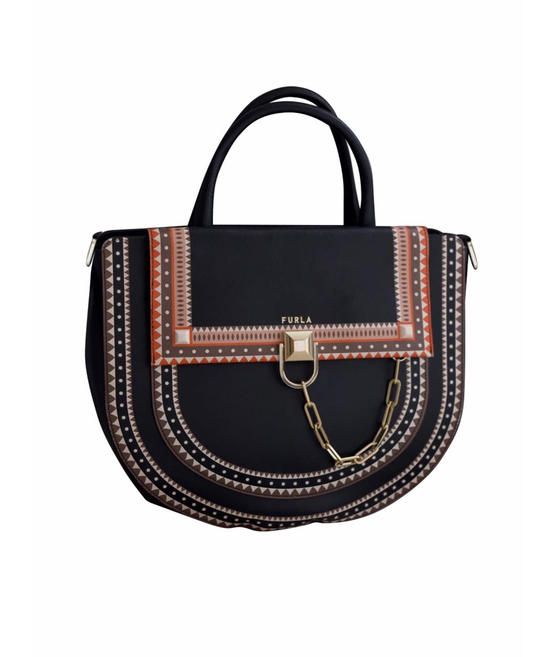 FURLA Черная кожаная сумка с короткими ручками, фото 1