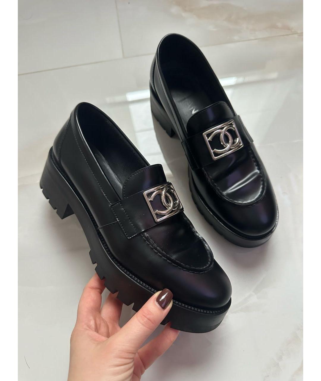 CHANEL Черные кожаные лоферы, фото 9