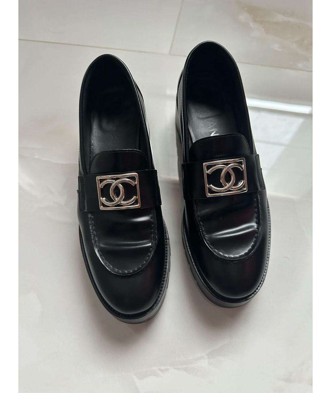 CHANEL Черные кожаные лоферы, фото 3