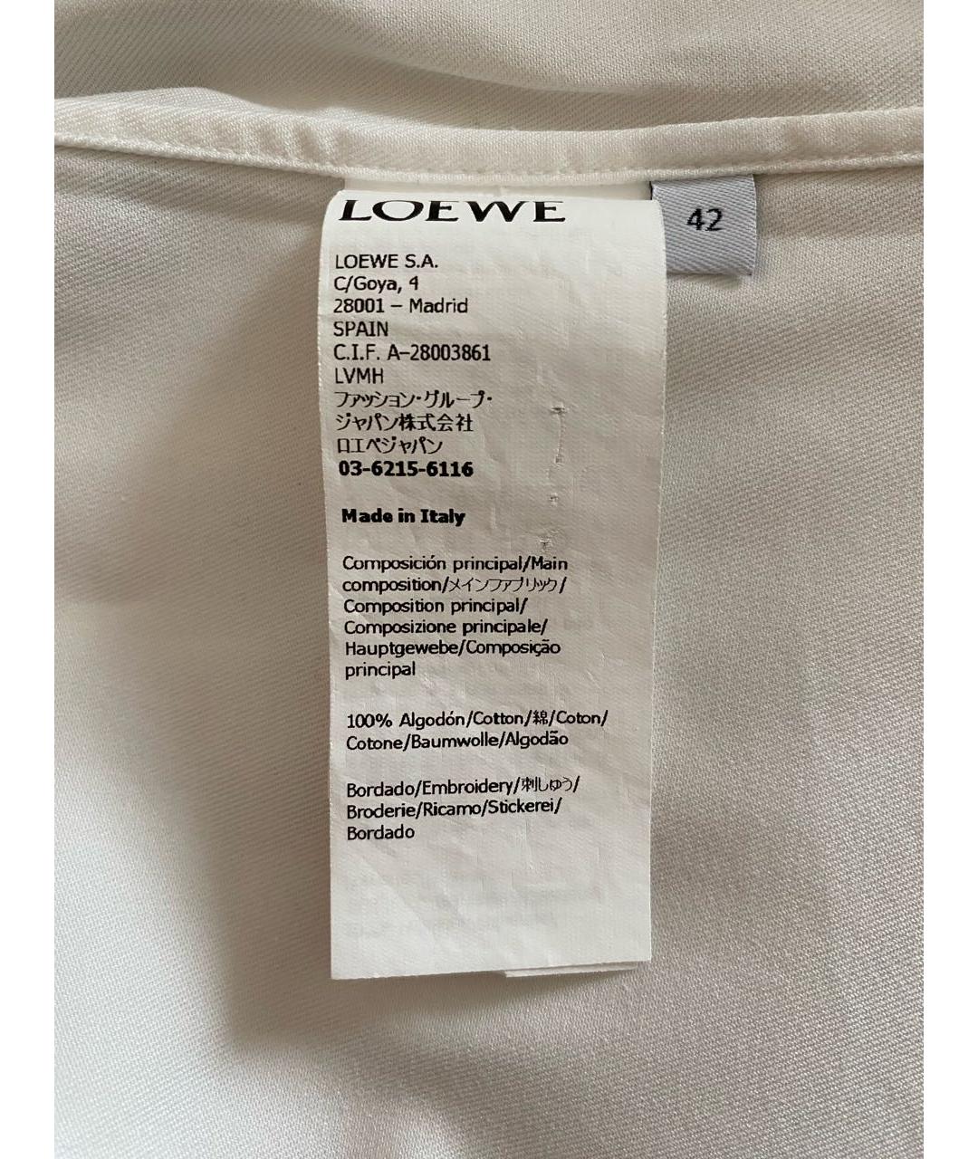 LOEWE Белая хлопковая кэжуал рубашка, фото 6