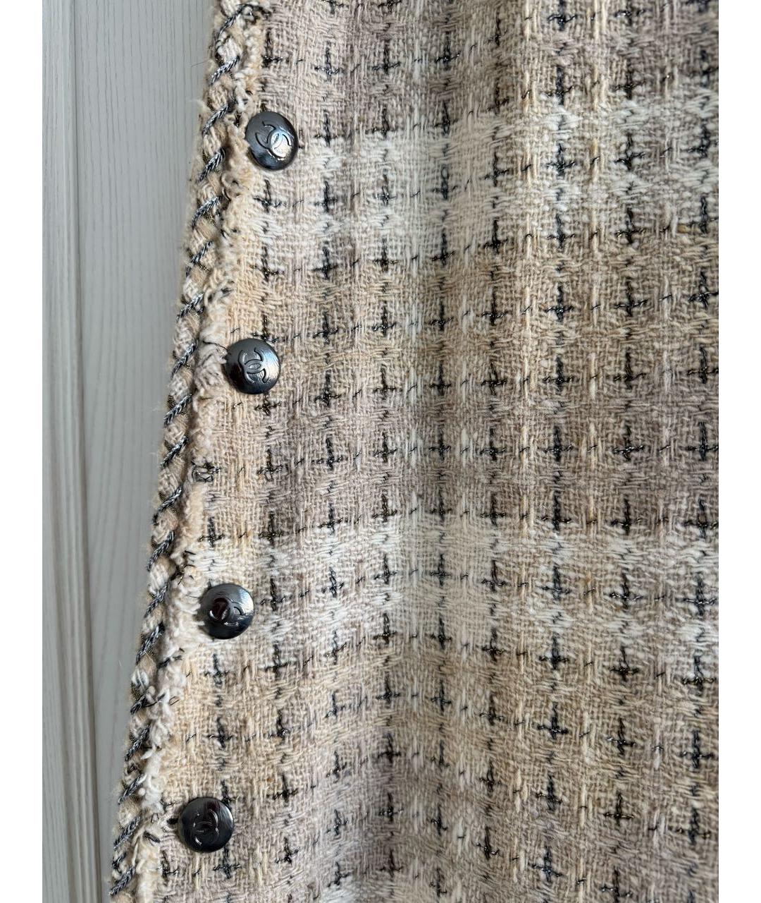 CHANEL Бежевая шерстяная юбка макси, фото 4