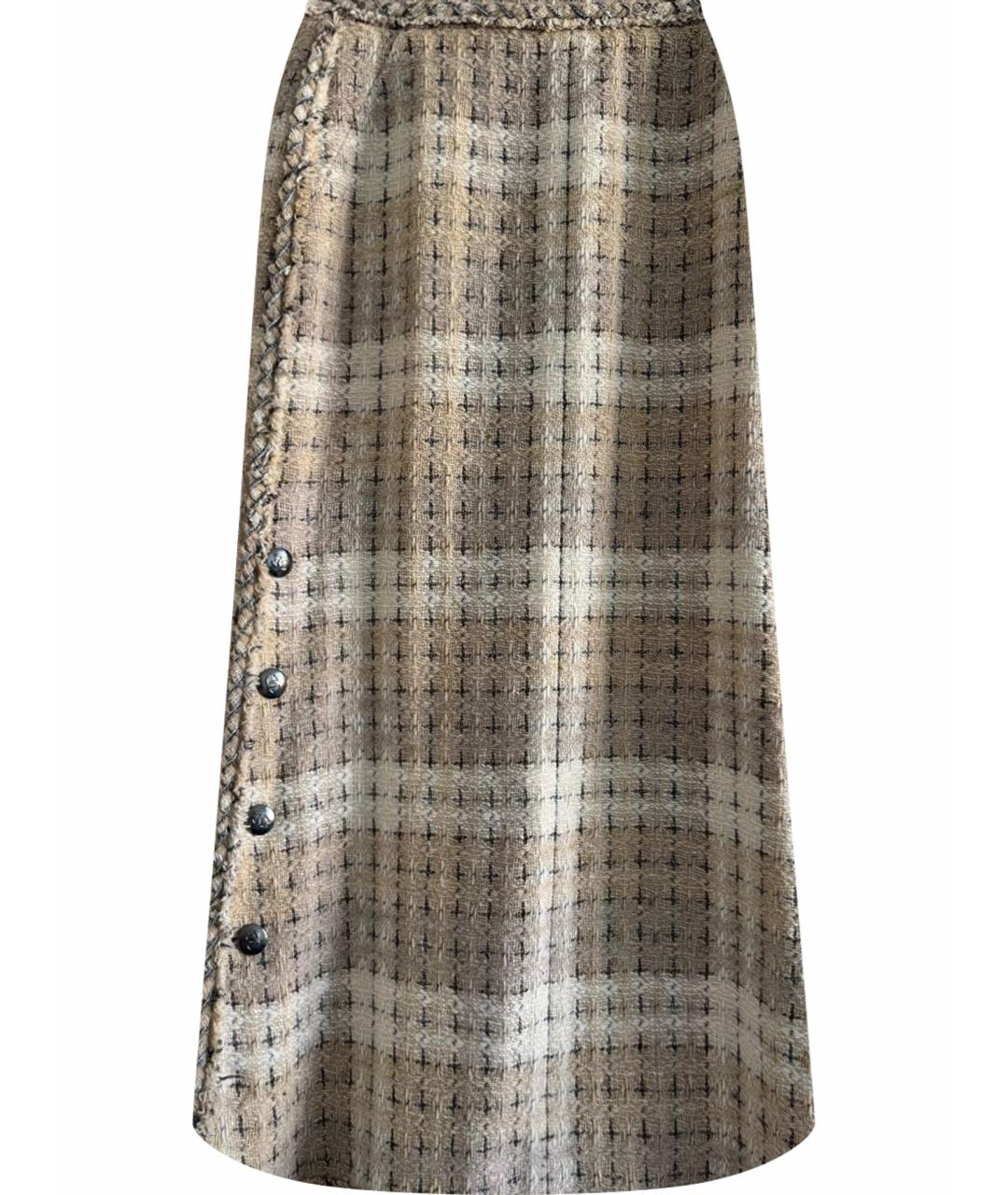 CHANEL Бежевая шерстяная юбка макси, фото 1
