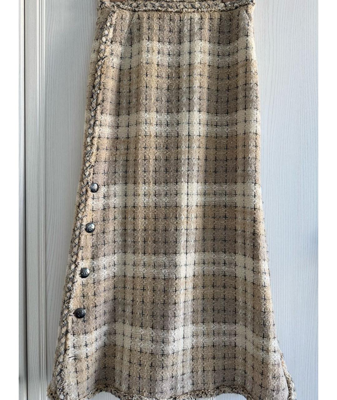 CHANEL Бежевая шерстяная юбка макси, фото 8