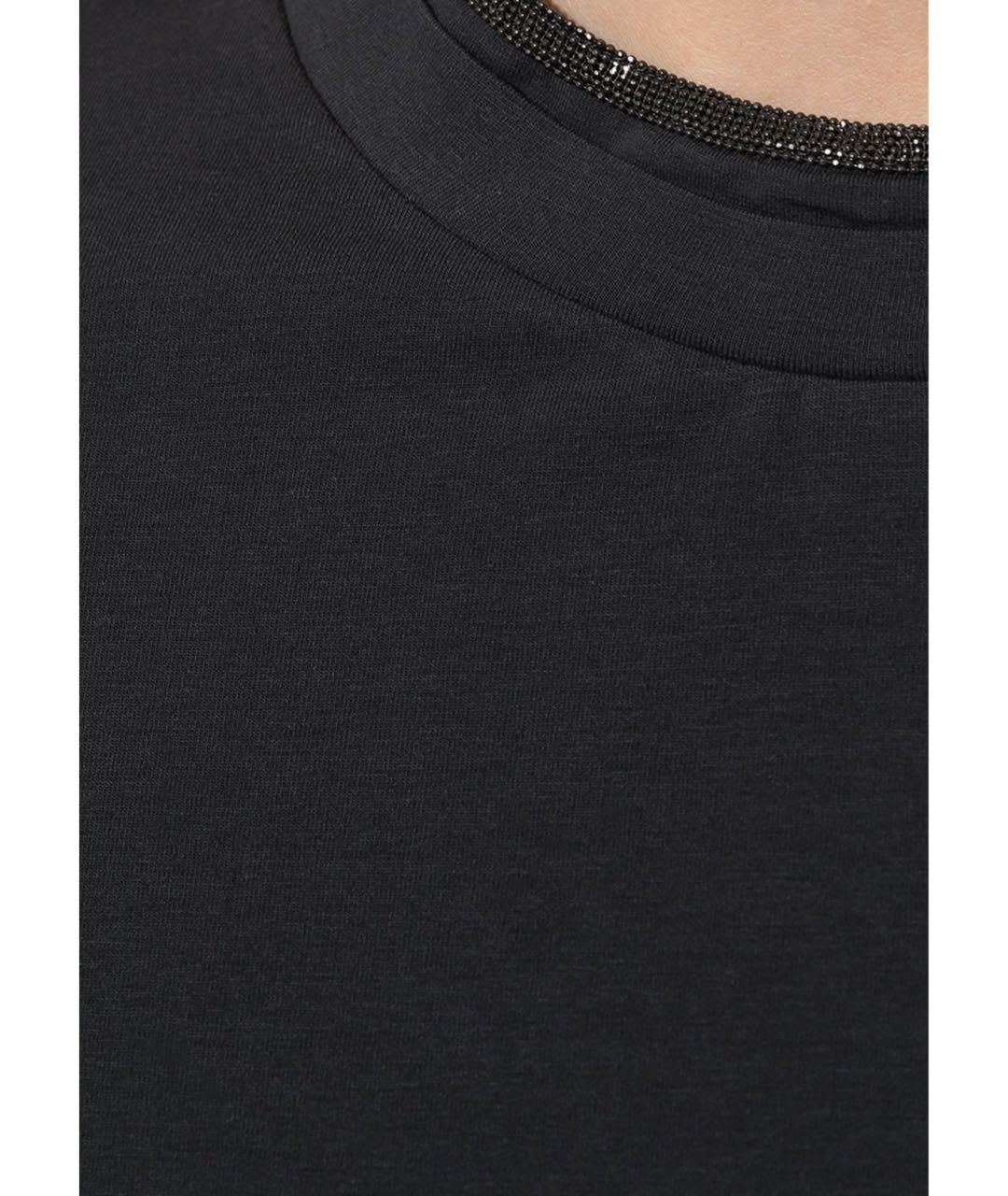 BRUNELLO CUCINELLI Черная хлопковая футболка, фото 4
