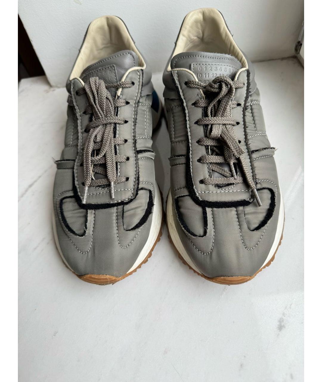 MAISON MARGIELA Антрацитовые текстильные низкие кроссовки / кеды, фото 2