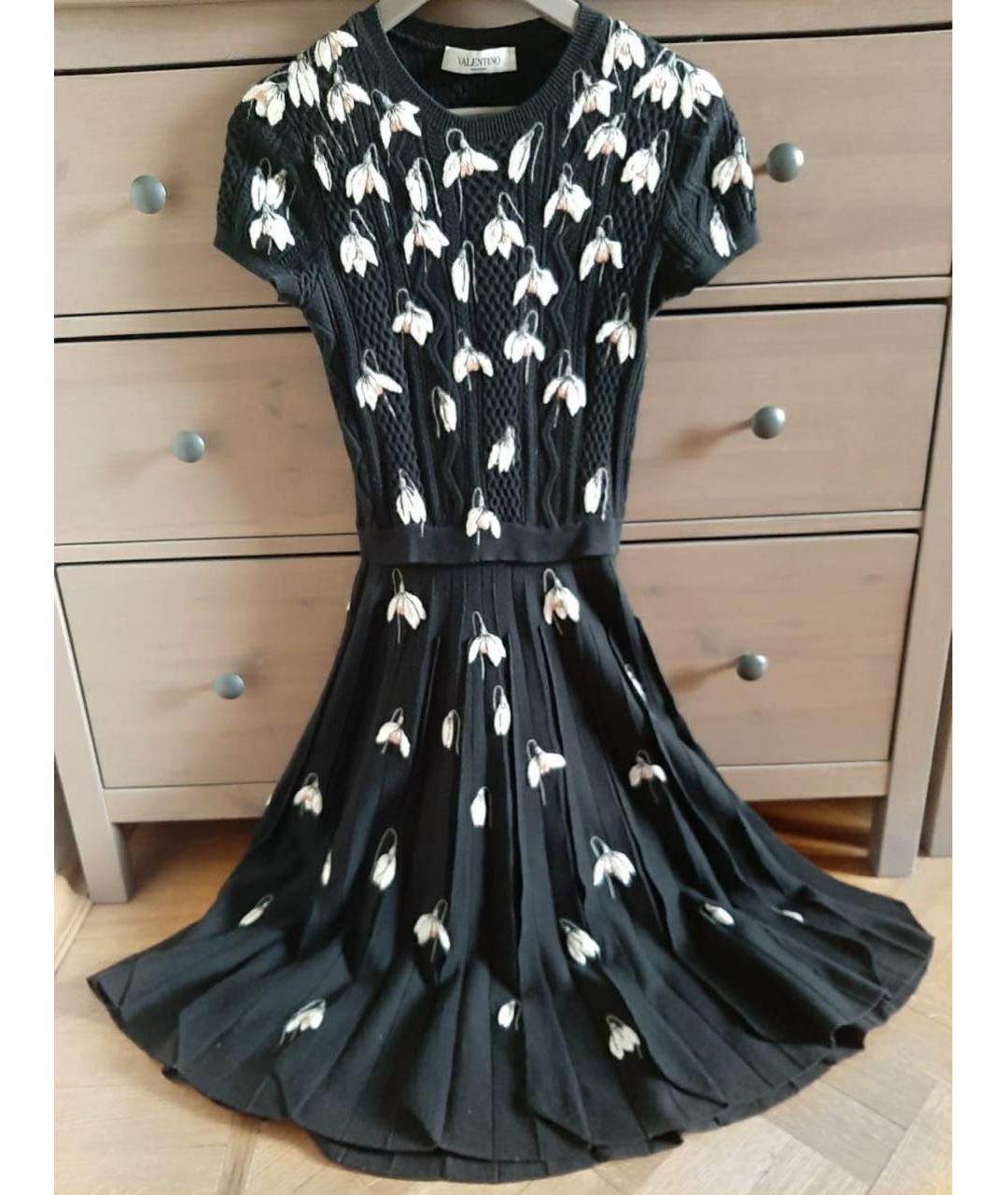 VALENTINO Черное шерстяное повседневное платье, фото 9